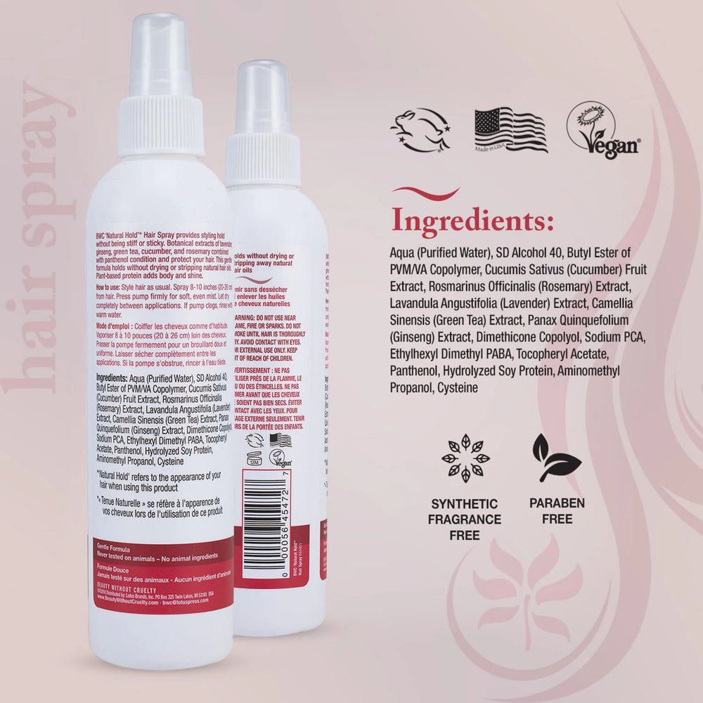 Beauty Without Cruelty, Natural Hold Hair Spray, 8.5 Oz