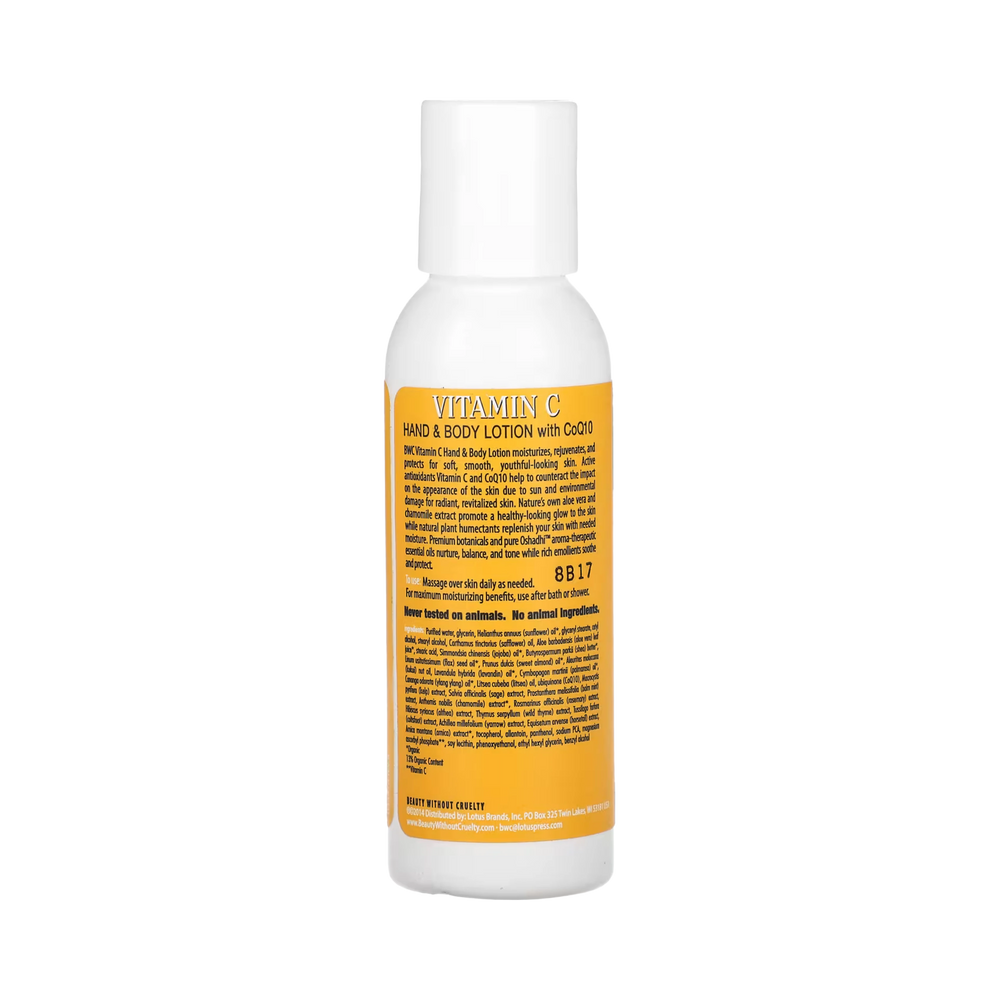 Beauty Without Cruelty, Organic Vitamin C w/CoQ10 Hand & Body Lotion, 2 Oz