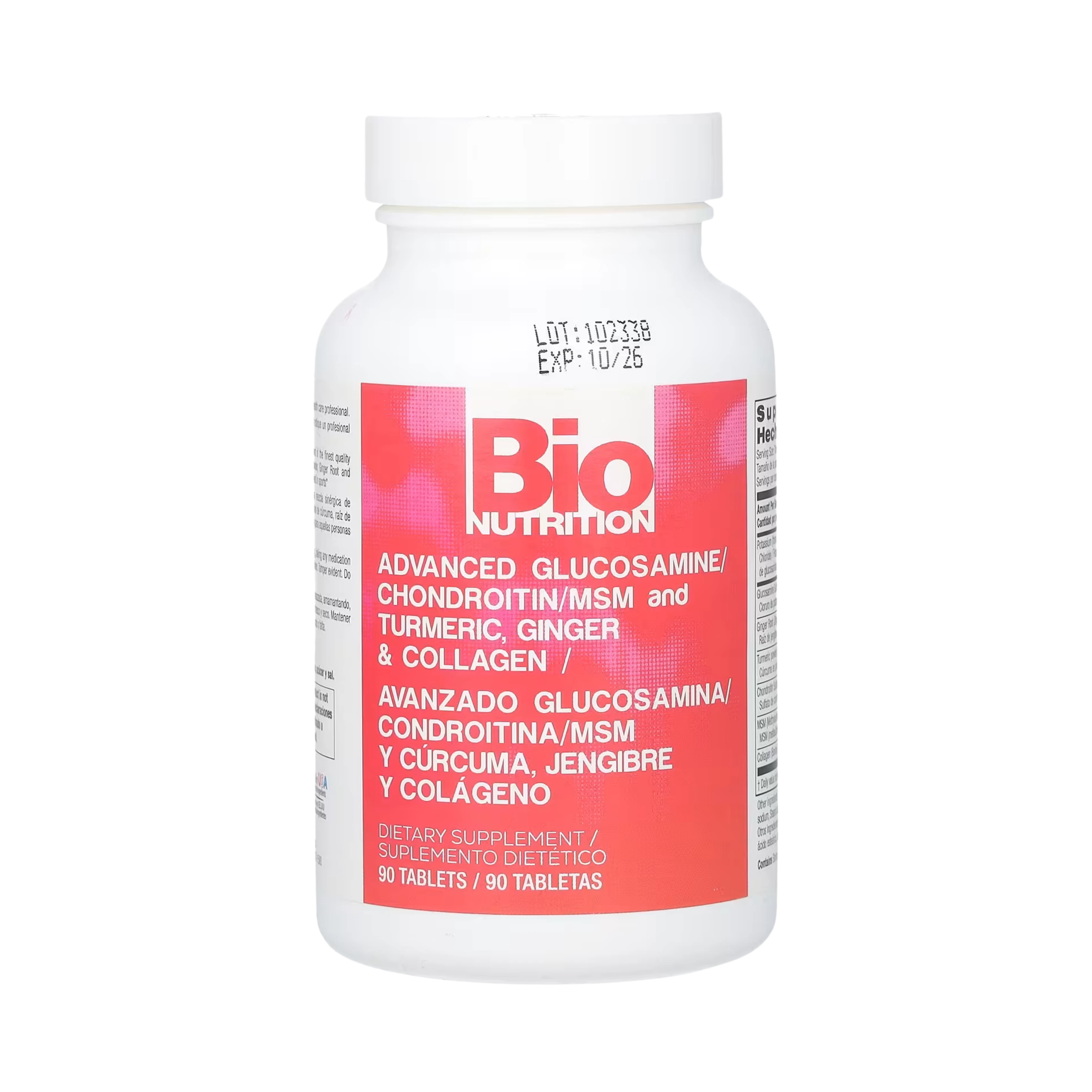 Bio Nutrition, Advanced Glucosamine/Chondroitin/MSM and Turmeric, Ginger & Collagen, 90 Tablets