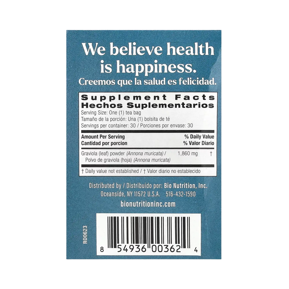 Bio Nutrition, Graviola Tea, Caffeine Free, 30 Tea Bags, 2 Oz