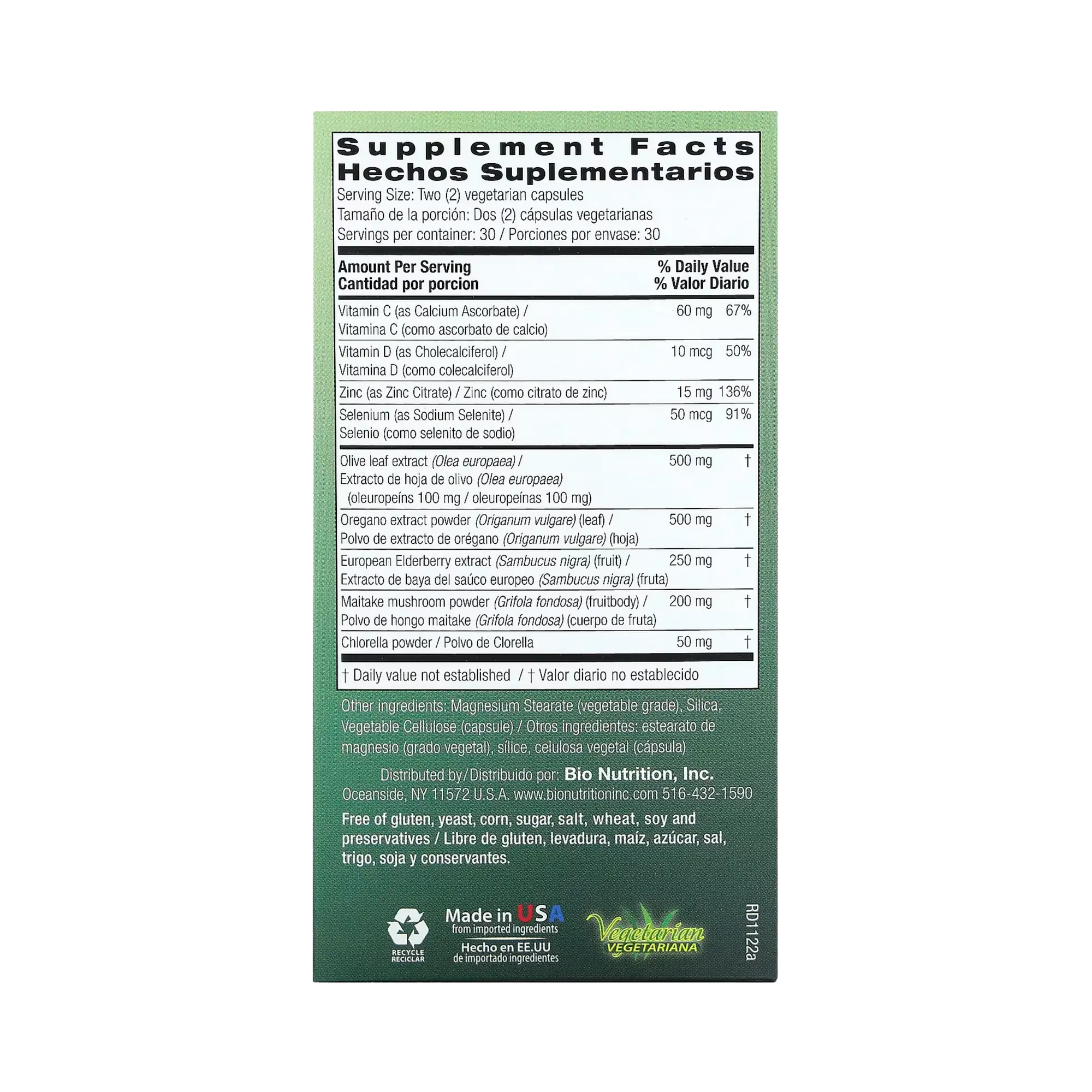 Bio Nutrition, Immune Wellness, Olive Leaf & Oregano, 60 Vegetarian Capsules