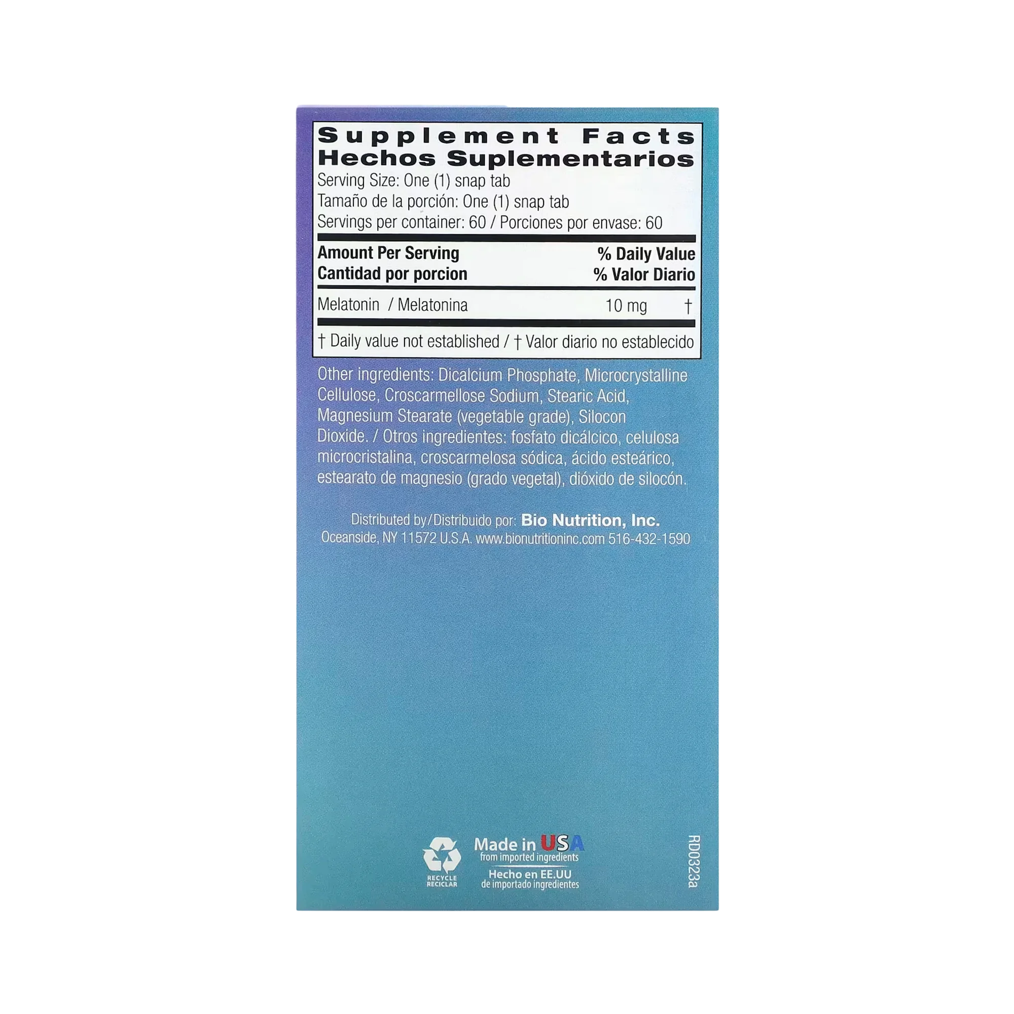 Bio Nutrition, Melatonin, 10 Mg, 60 Snap Tablets