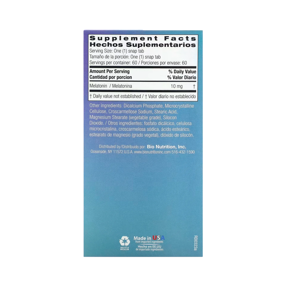 Bio Nutrition, Melatonin, 10 Mg, 60 Snap Tablets