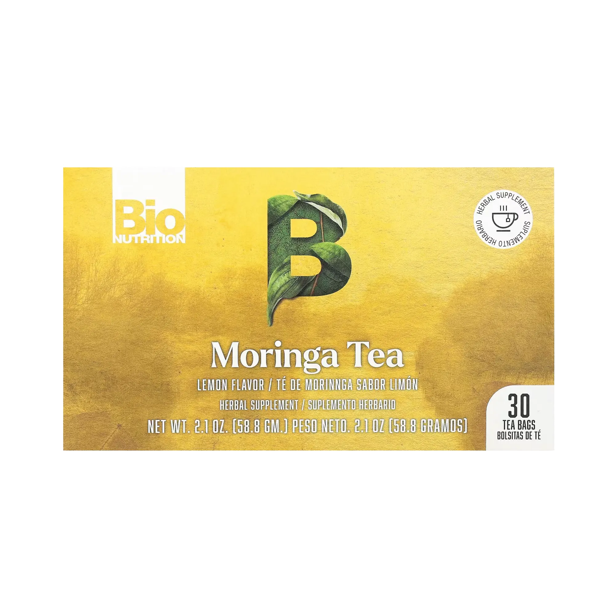 Bio Nutrition, Moringa Tea, Lemon, Caffeine Free, 30 Tea Bags, 2.1 Oz