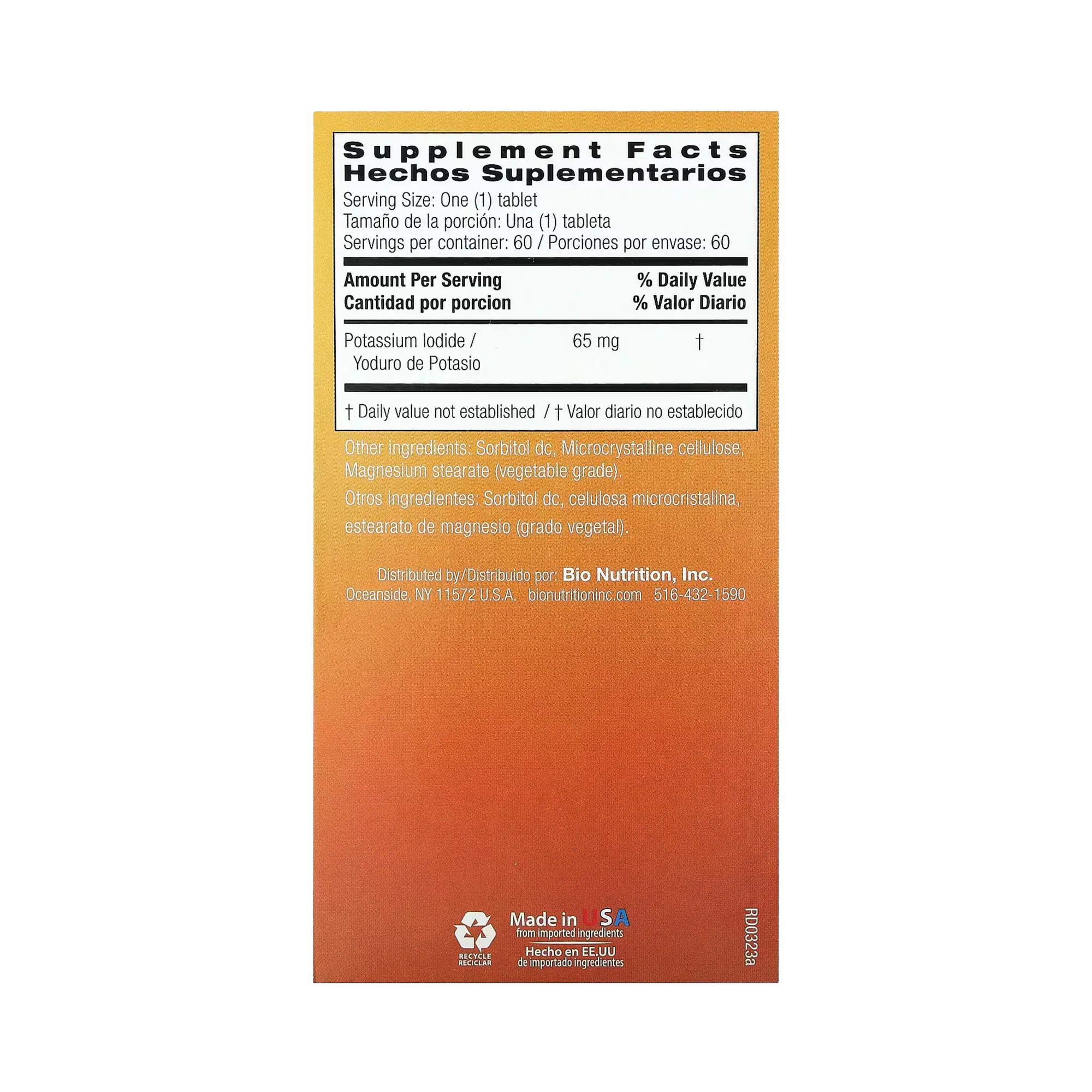 Bio Nutrition, Potassium Iodide, 65 Mg, 60 Tablets