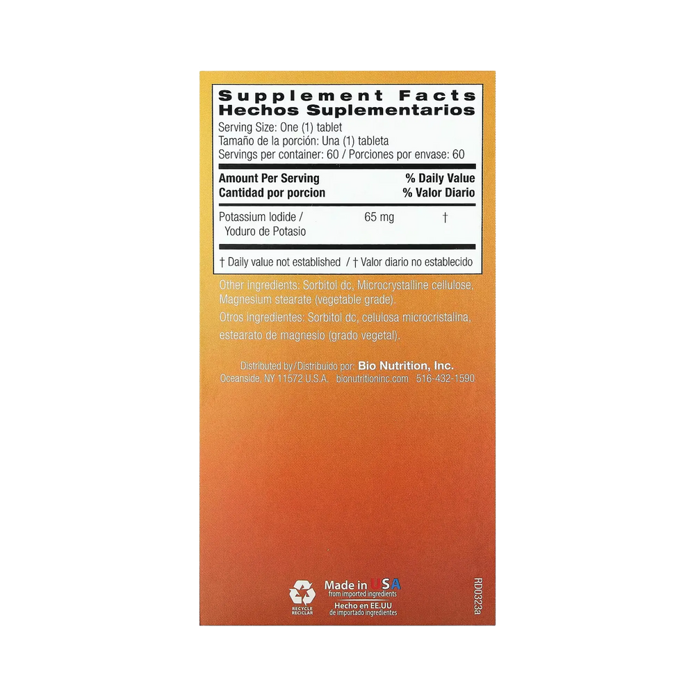 Bio Nutrition, Potassium Iodide, 65 Mg, 60 Tablets