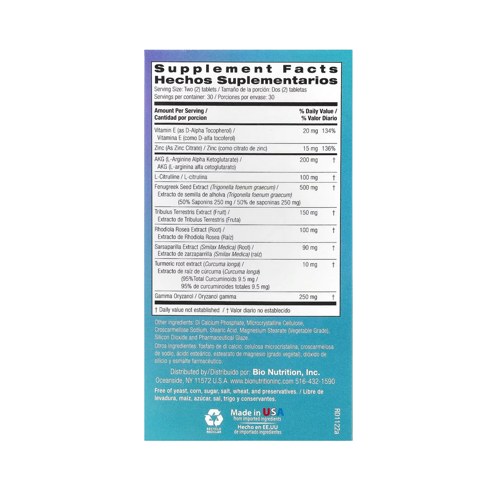 Bio Nutrition, Testosterone Wellness, For Men, 60 Tablets