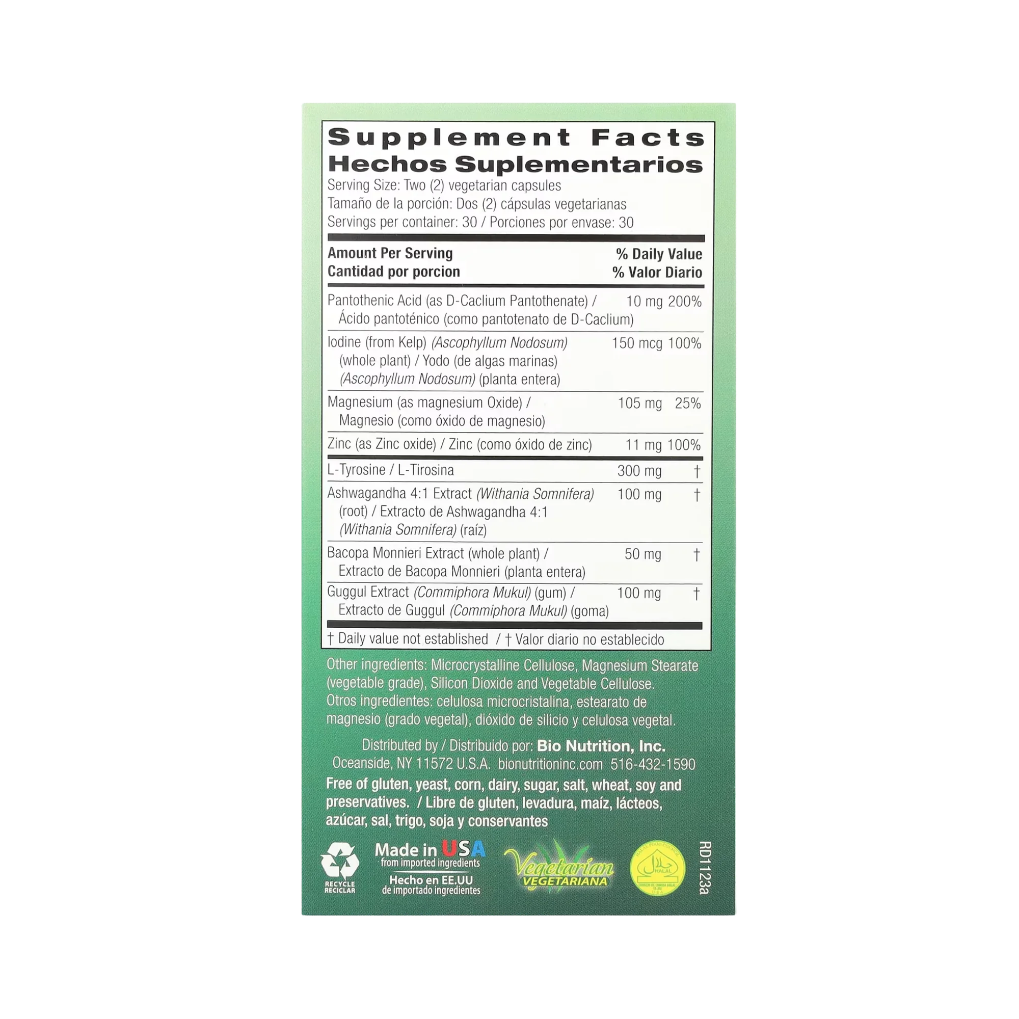 Bio Nutrition, Thyroid Wellness, 60 Vegetarian Capsules