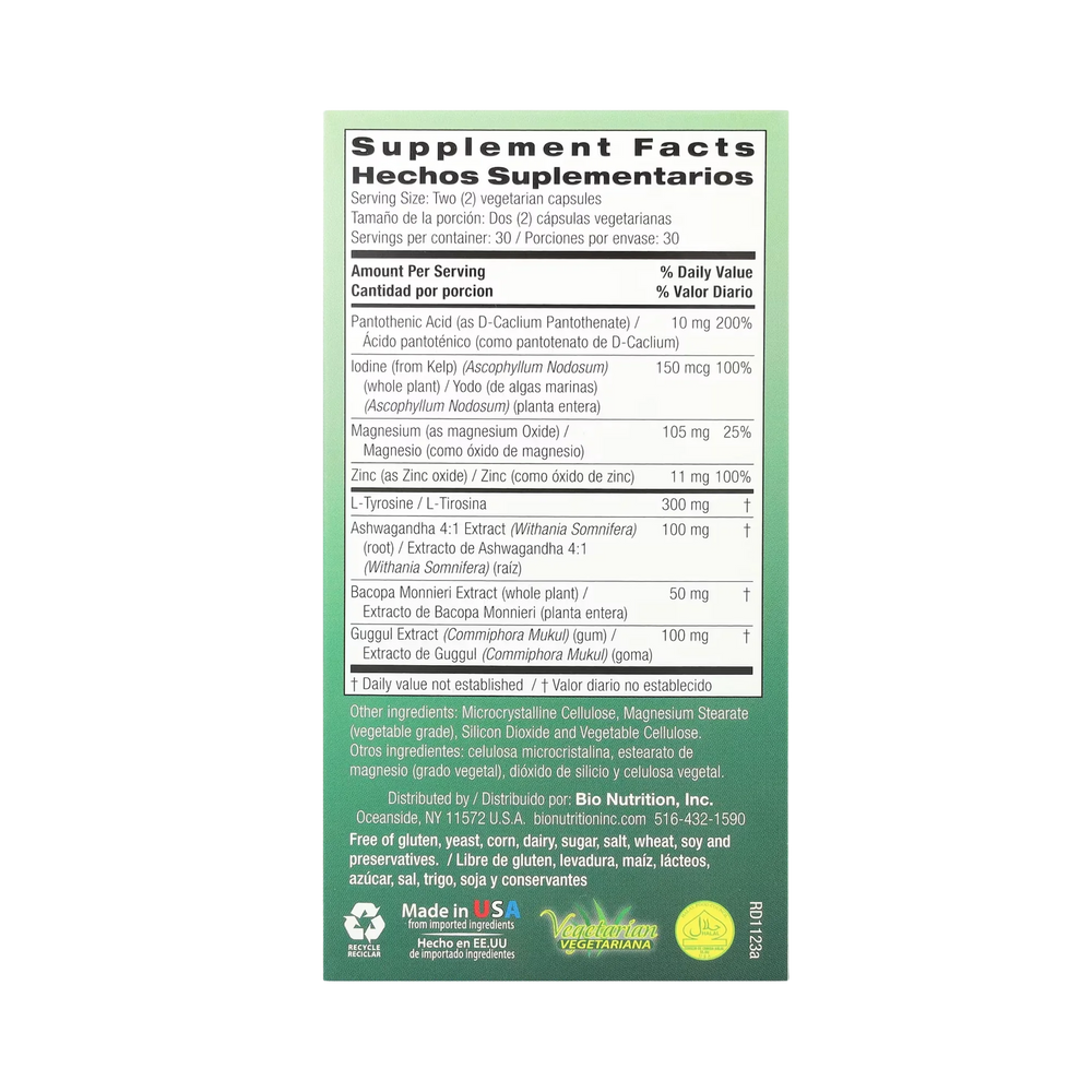 Bio Nutrition, Thyroid Wellness, 60 Vegetarian Capsules