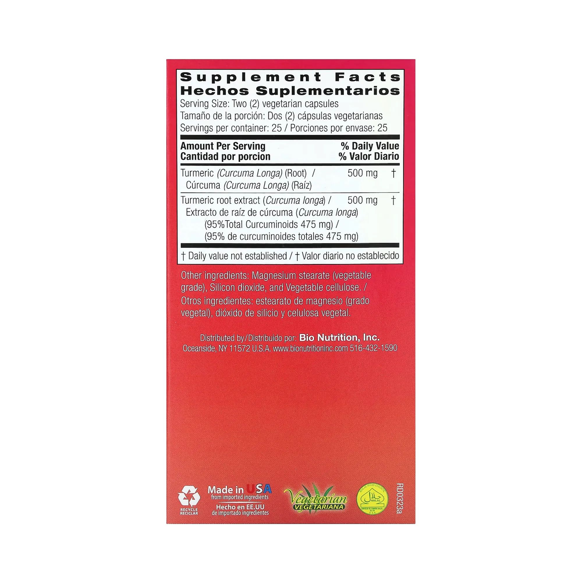 Bio Nutrition, Turmeric Curcumin, 50 Vegetarian Capsules