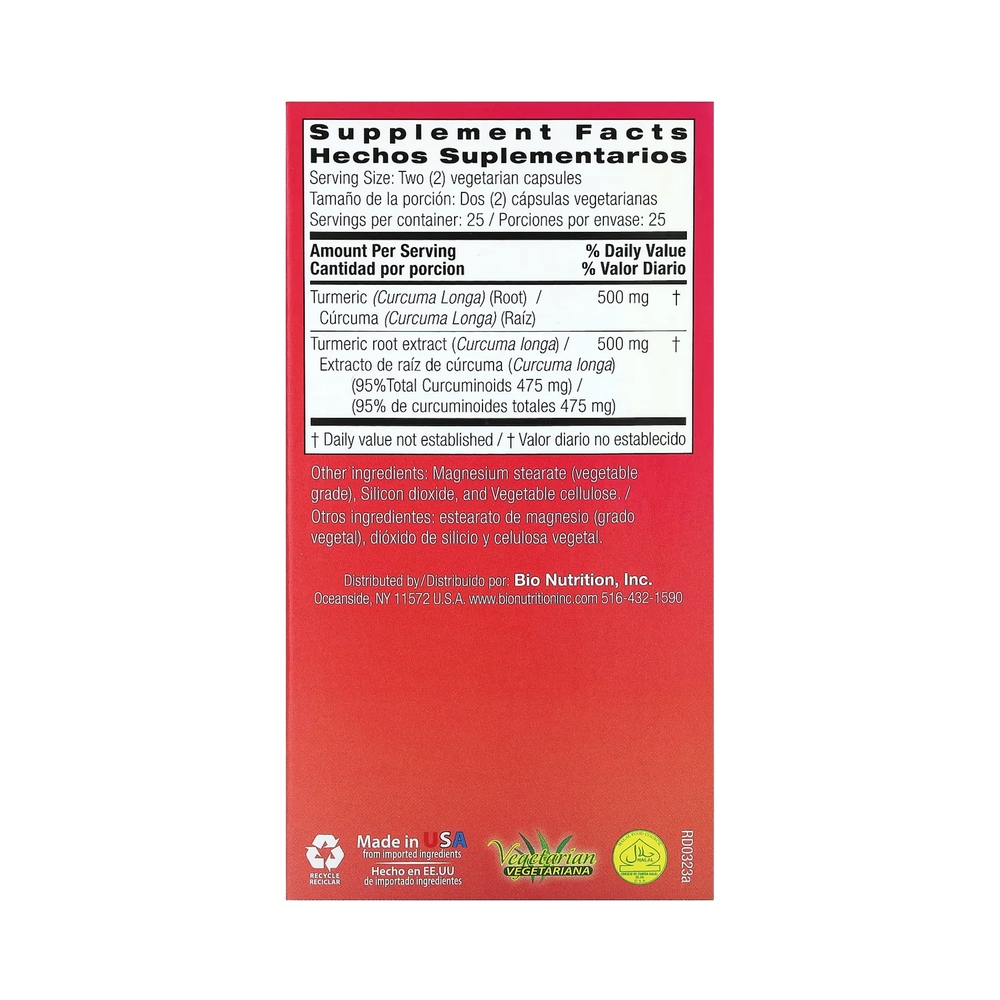 Bio Nutrition, Turmeric Curcumin, 50 Vegetarian Capsules