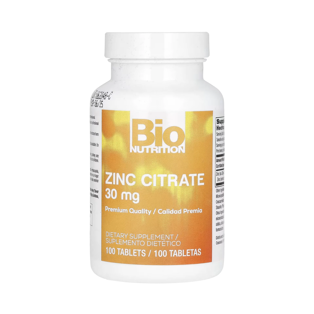 Bio Nutrition, Zinc Citrate, 30 Mg, 100 Tablets