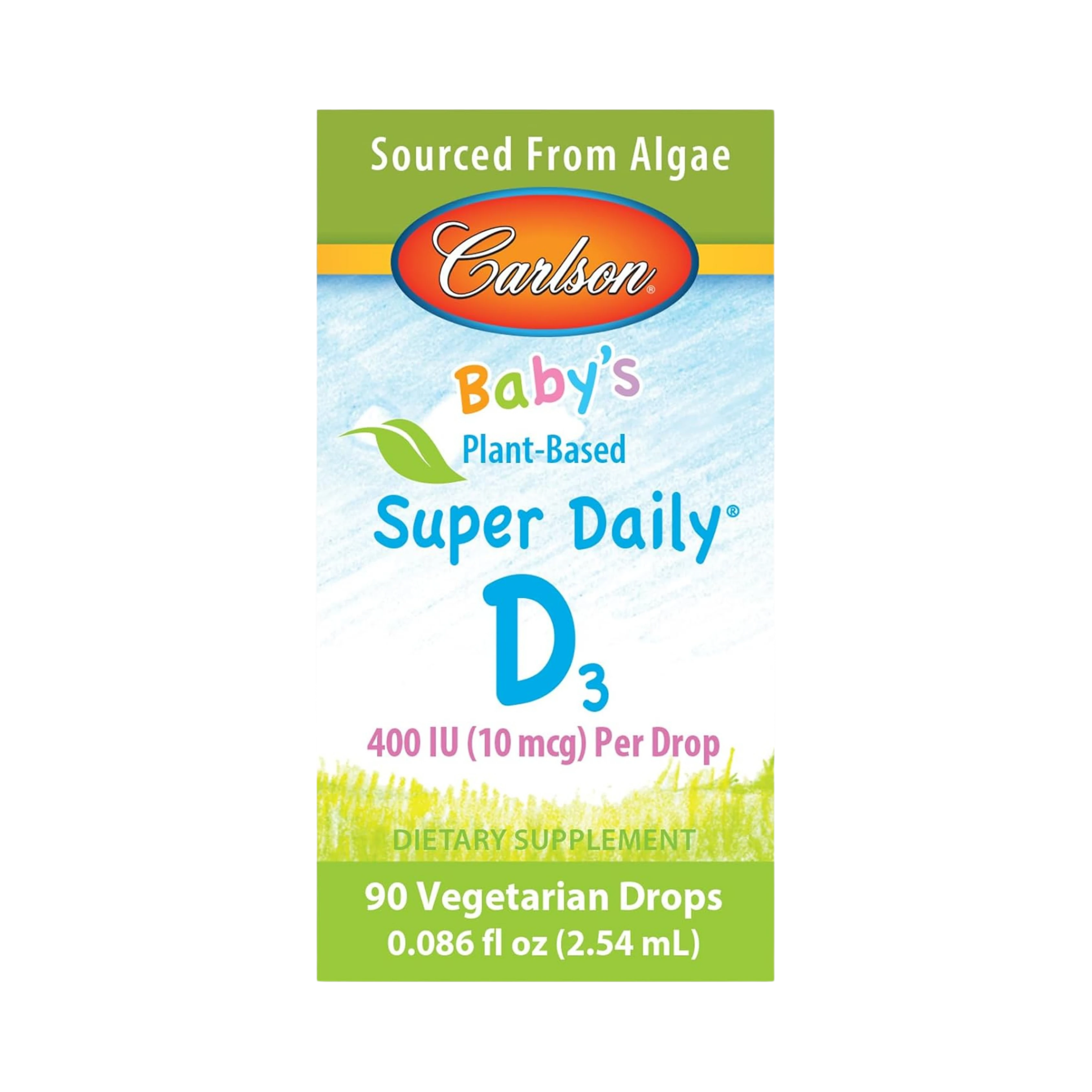 Carlson, Baby's Plant-Based Super Daily D3, Baby Vegetarian Liquid Vitamin D Drops, 90 Drops