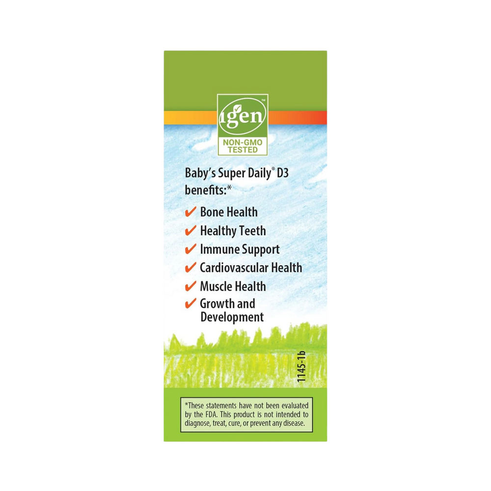 Carlson, Baby's Plant-Based Super Daily D3, Baby Vegetarian Liquid Vitamin D Drops, 90 Drops