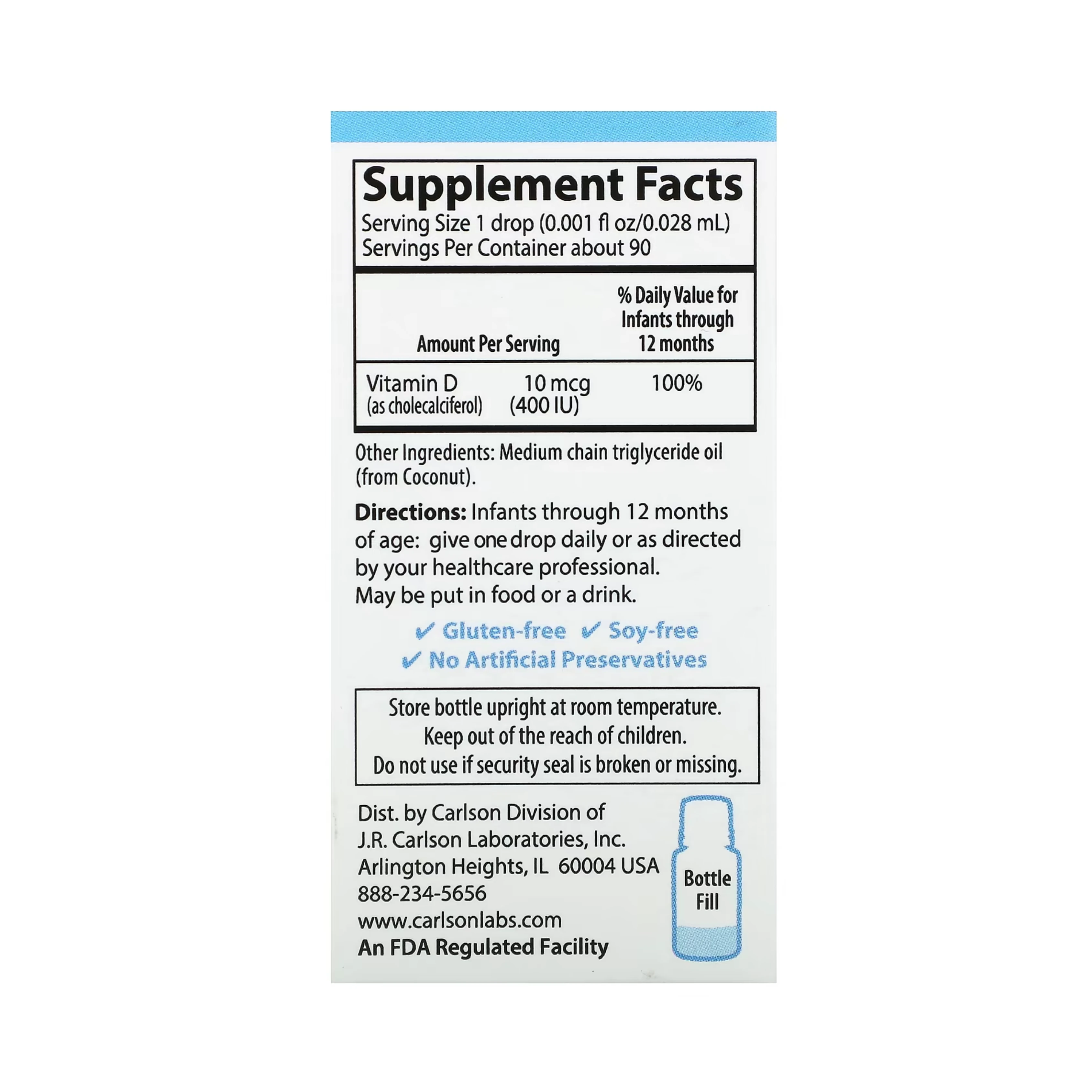 Carlson, Baby's Super Daily D3, 10 Mcg (400 IU), 0.086 Fl Oz