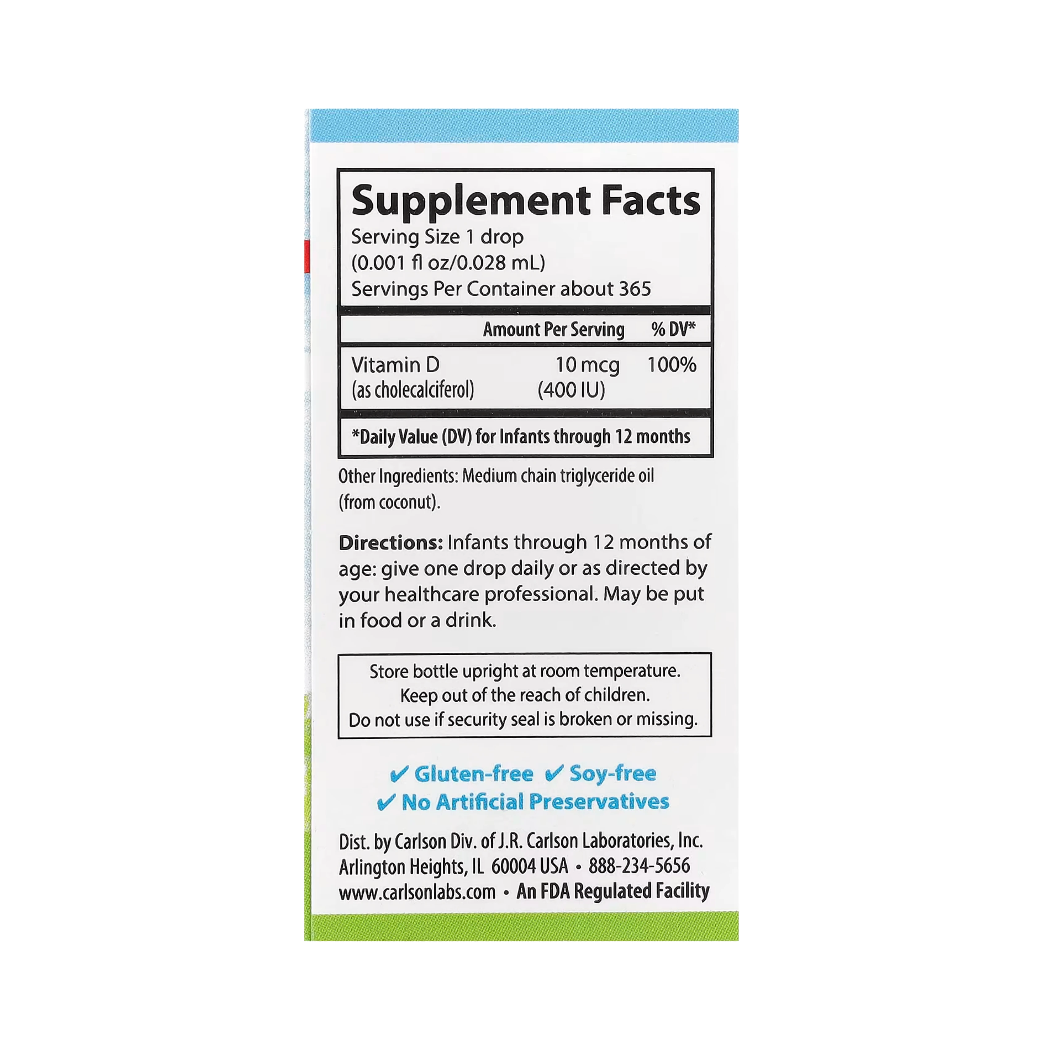 Carlson, Baby's Super Daily D3, 10 Mcg (400 IU), 0.35 Fl Oz