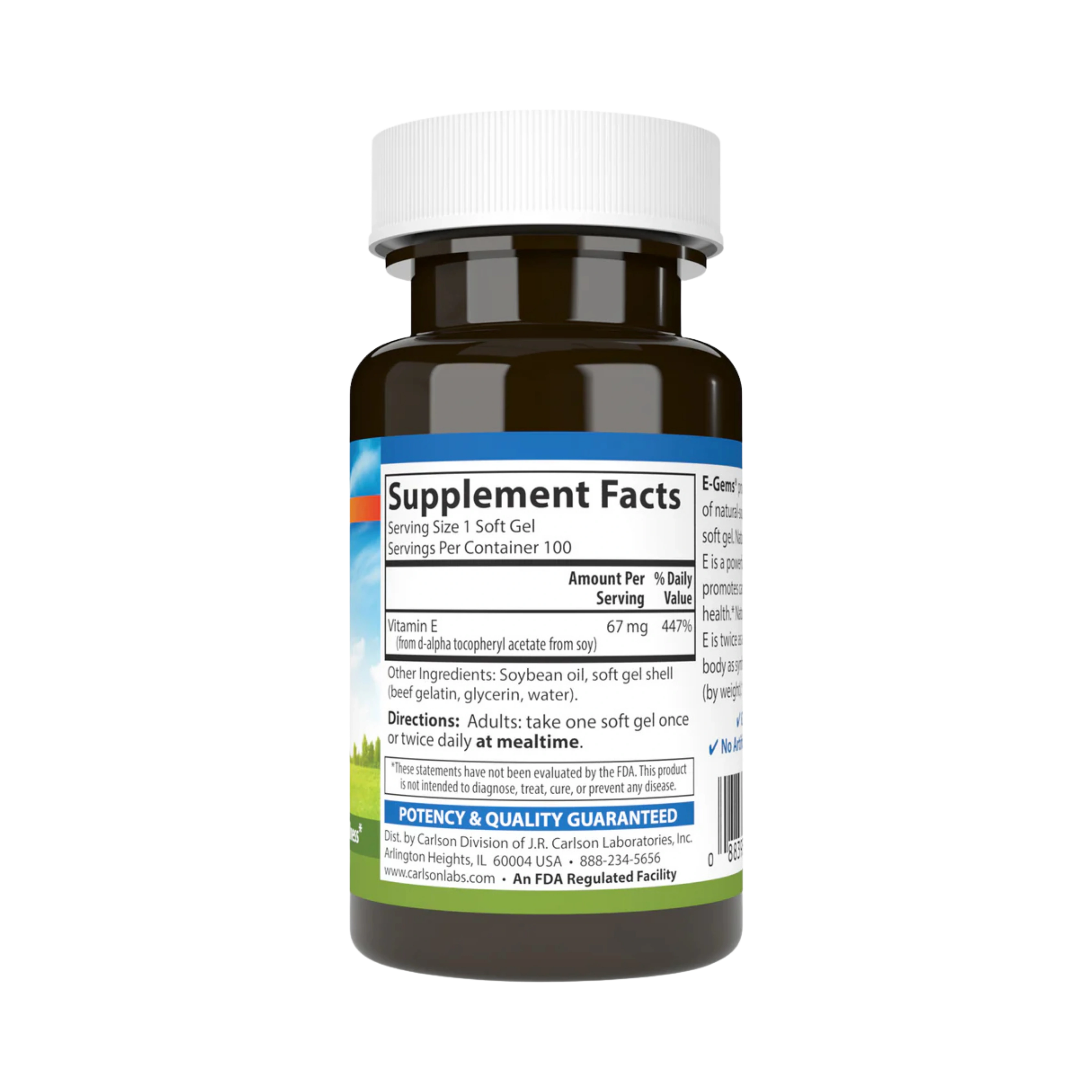 Carlson, E-Gems, 100 IU (67 mg), Natural-Source Vitamin E, 100 Soft Gels