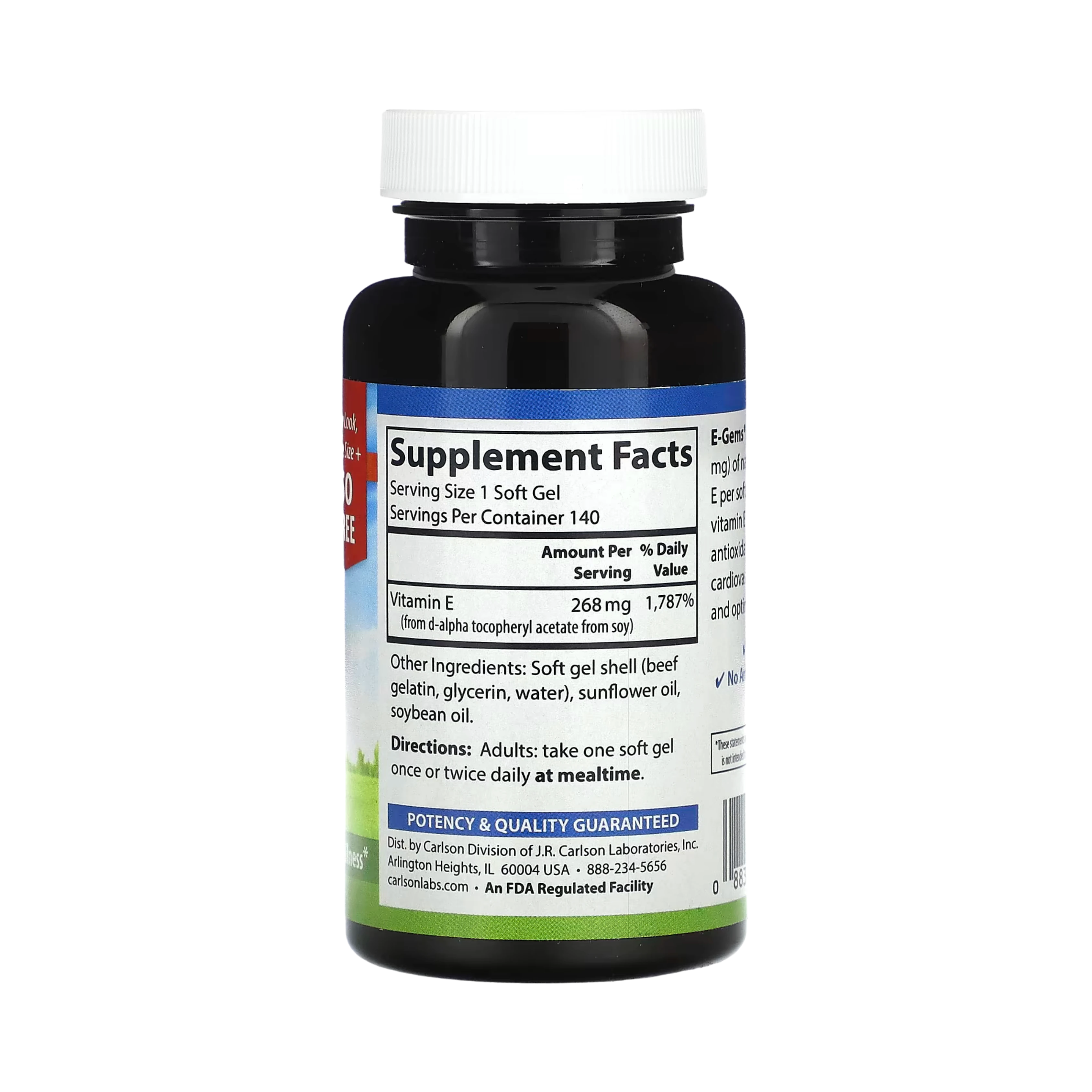 Carlson, E-Gems, 268 Mg, 140 Soft Gels