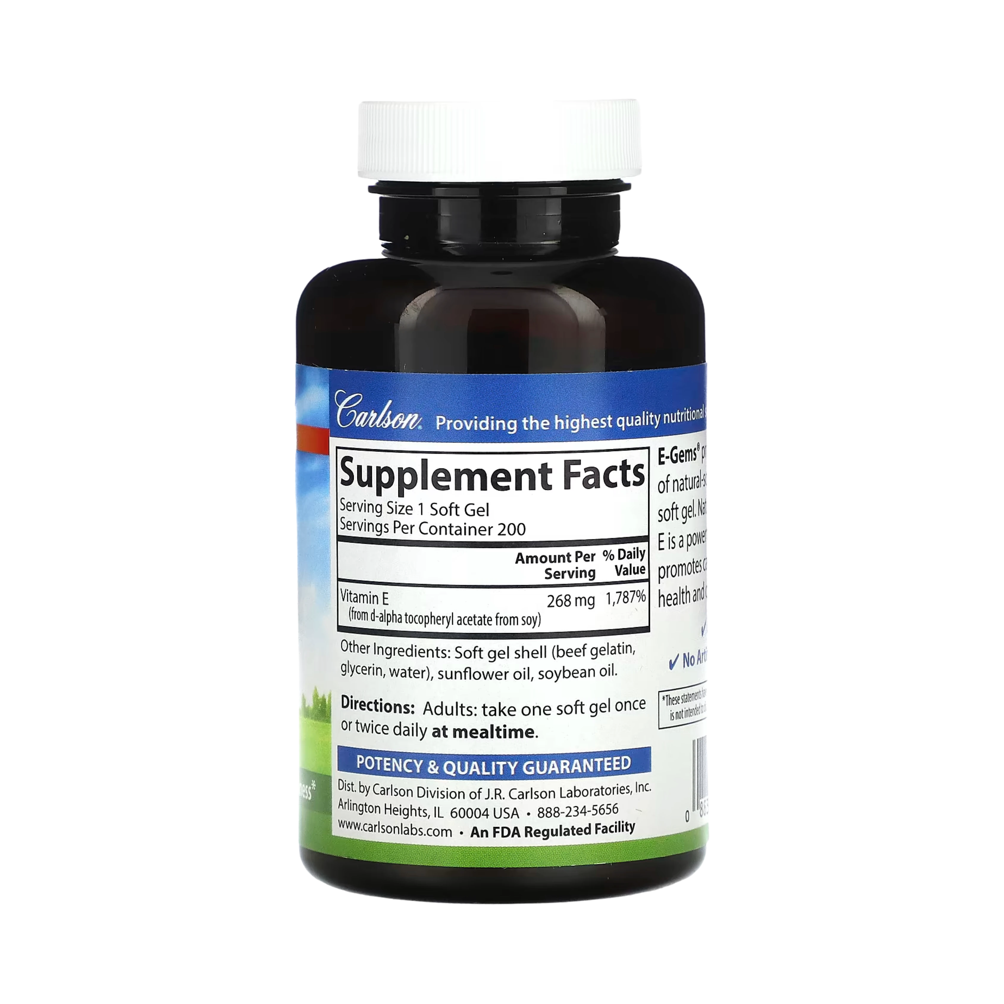 Carlson, E Gems, 400 IU (268 mg), 200 Soft Gels