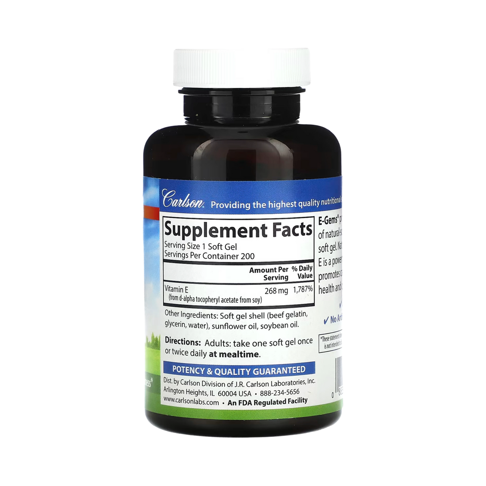 Carlson, E Gems, 400 IU (268 mg), 200 Soft Gels