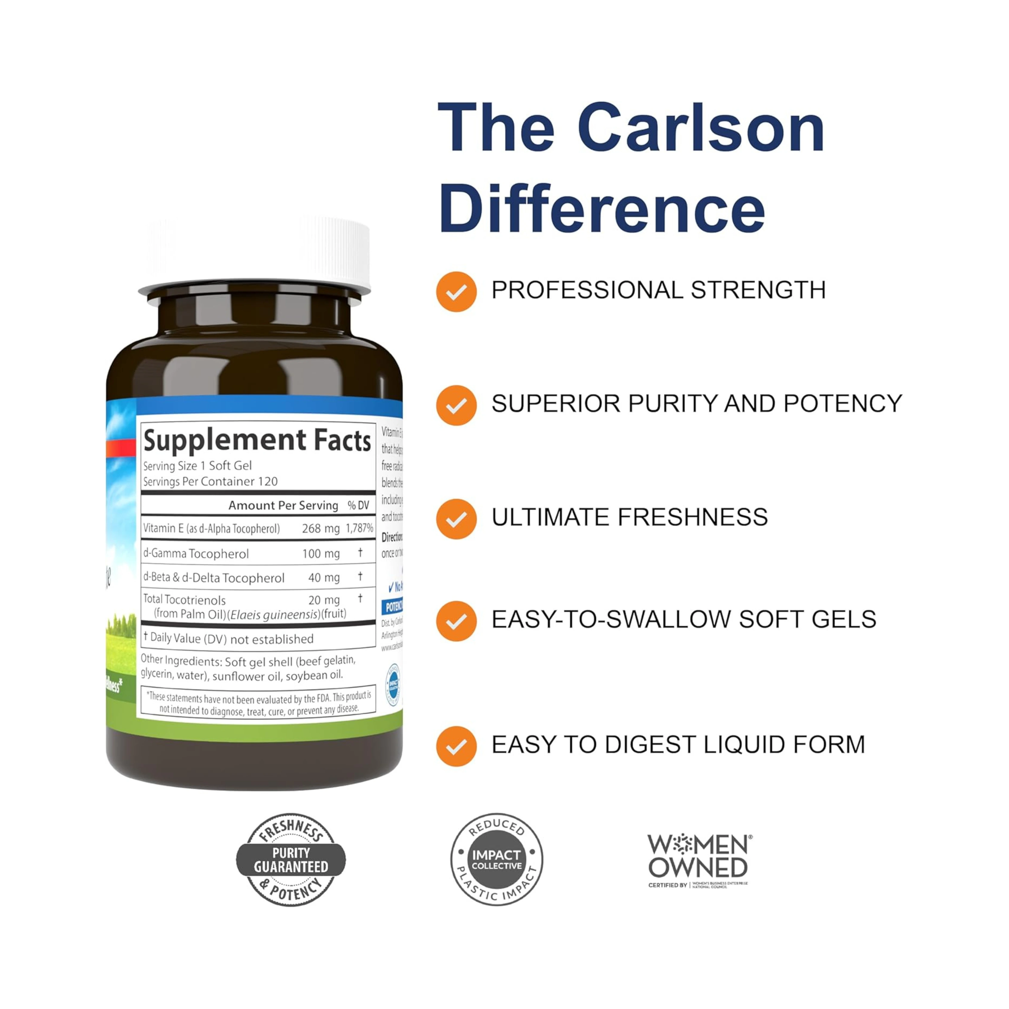 Carlson, E-Gems Elite 400 IU, 120 Softgels