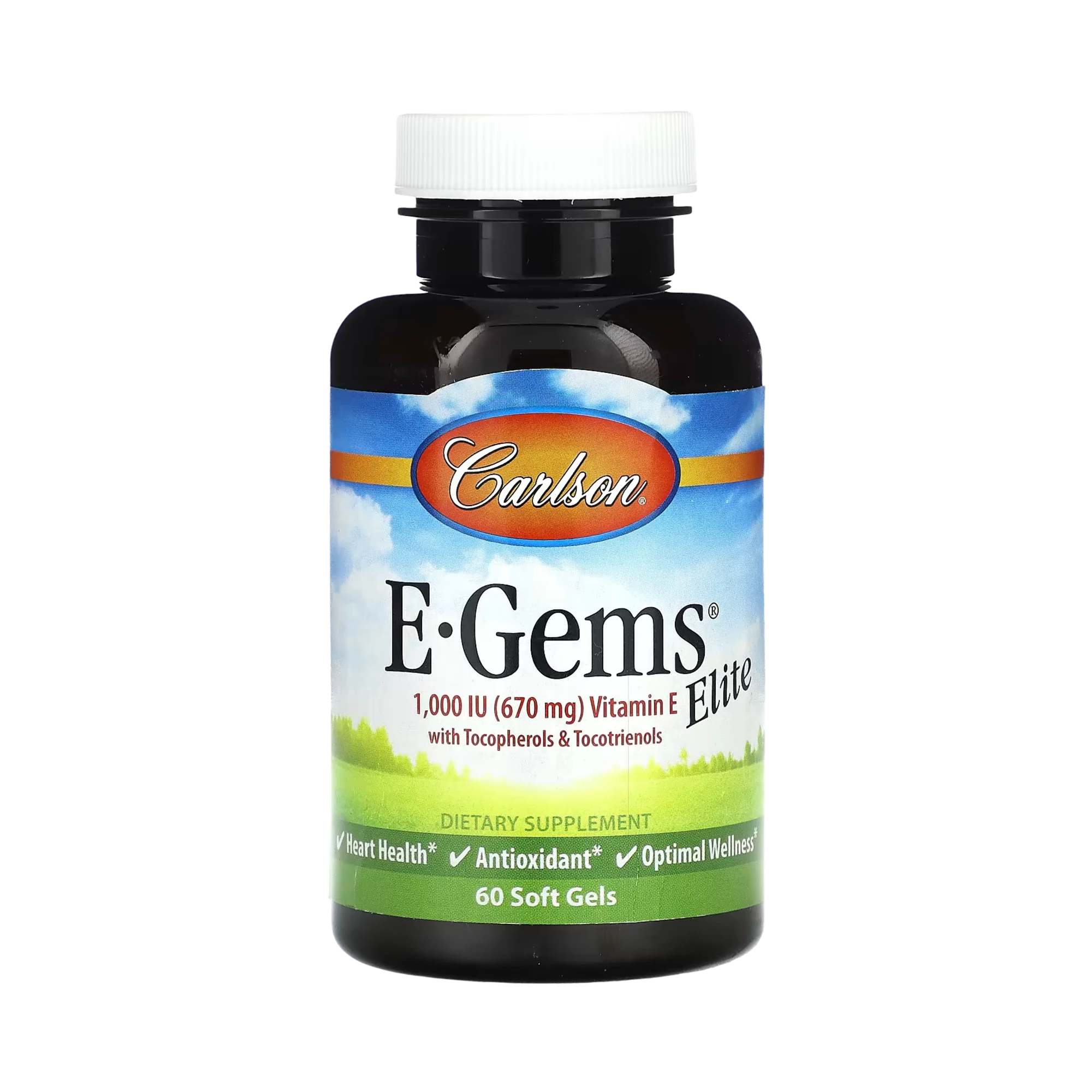 Carlson, E-Gems Elite, Vitamin E, 670 Mg (1,000 IU), 60 Soft Gels