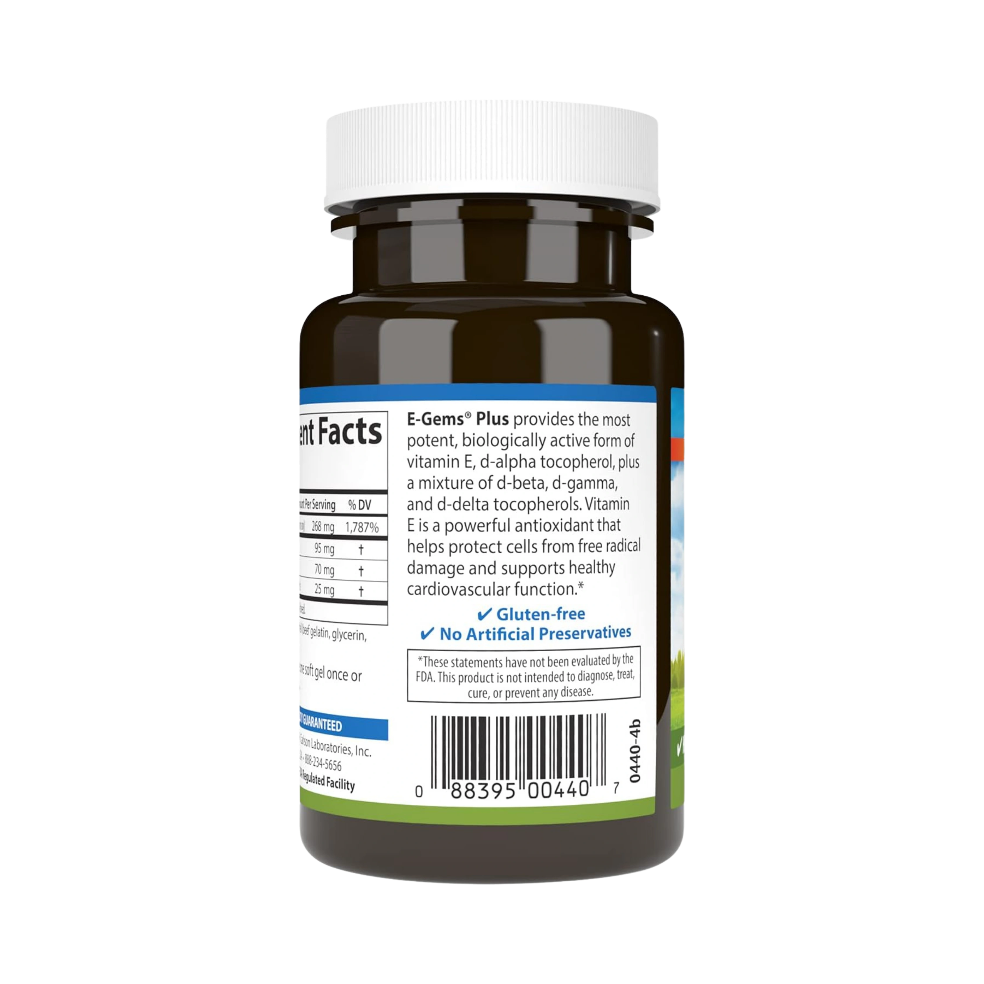 Carlson, E-Gems Plus Natural Vitamin E, 400 IU, 50 Softgels