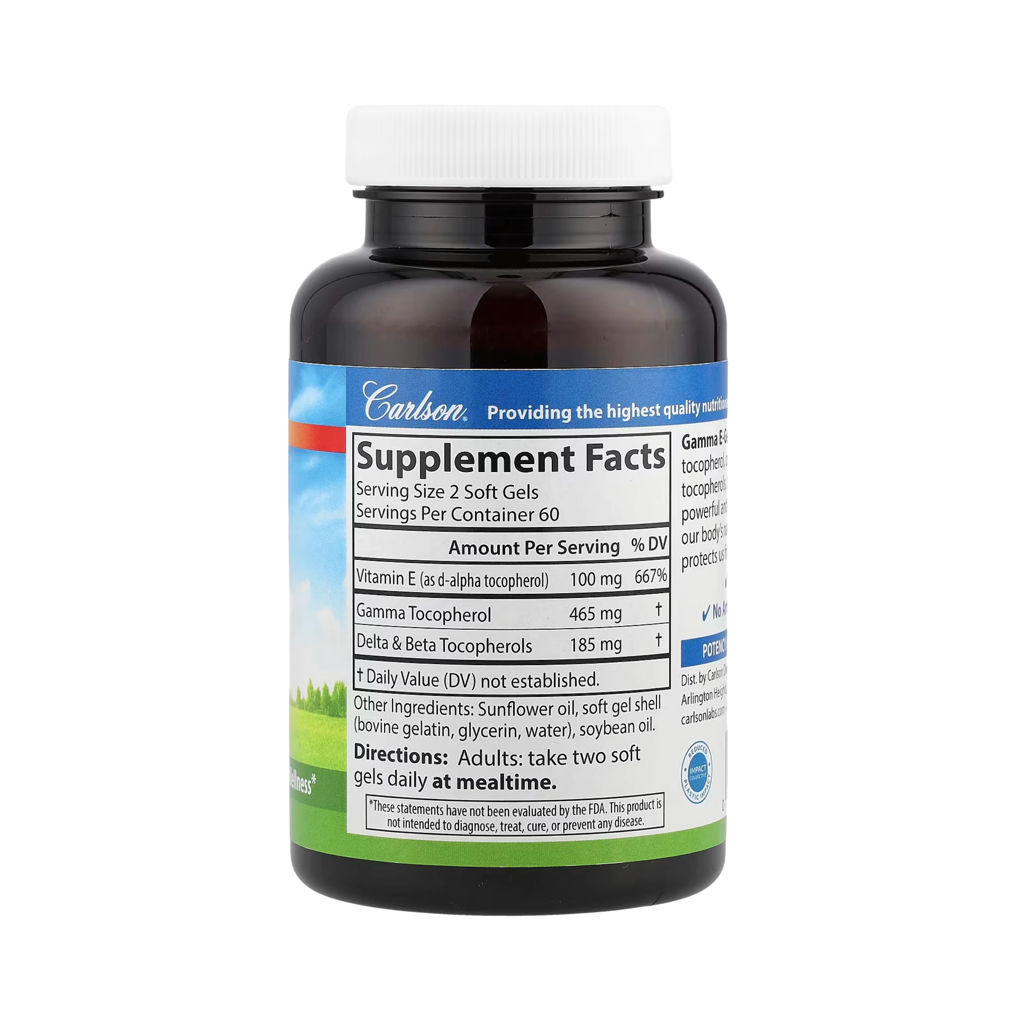 Carlson, Gamma E-Gems, 465 Mg, 120 Soft Gels