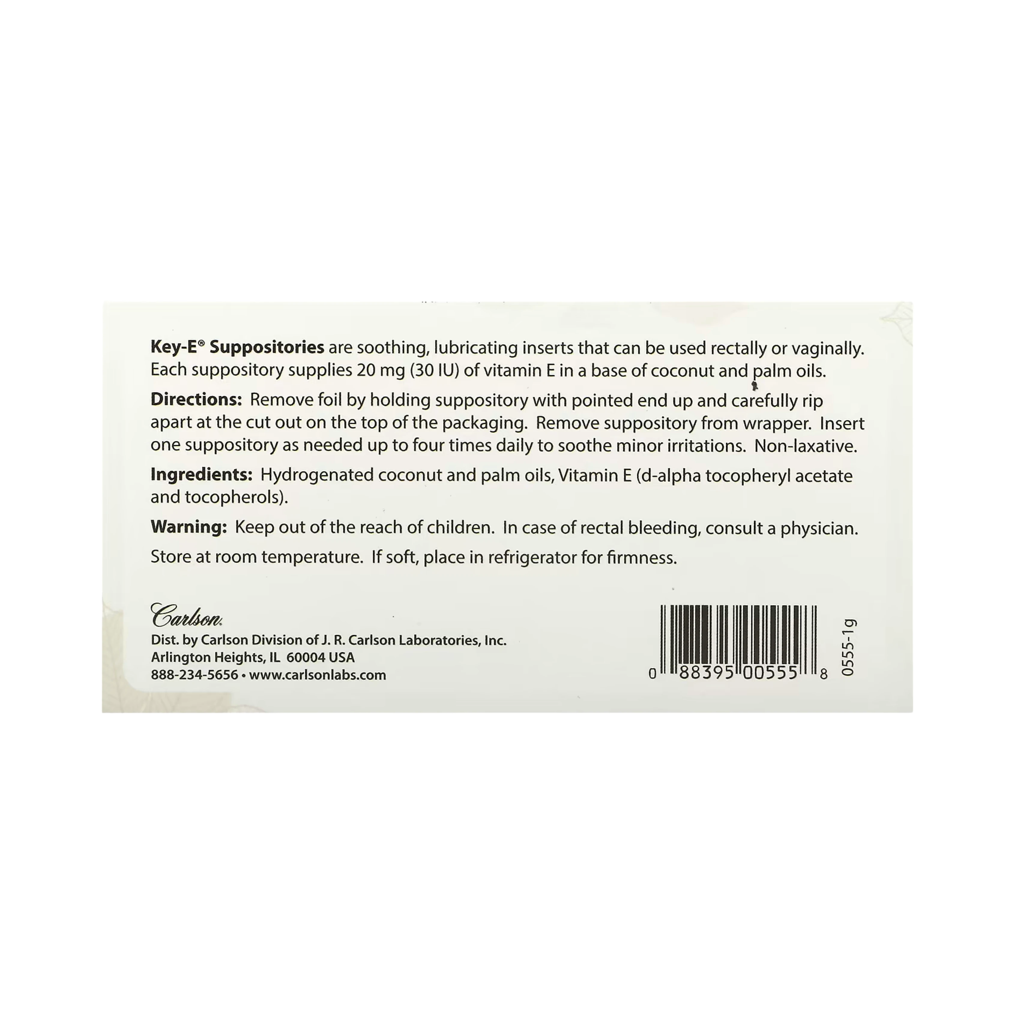 Carlson, Key-E, Suppositories, 12 Inserts