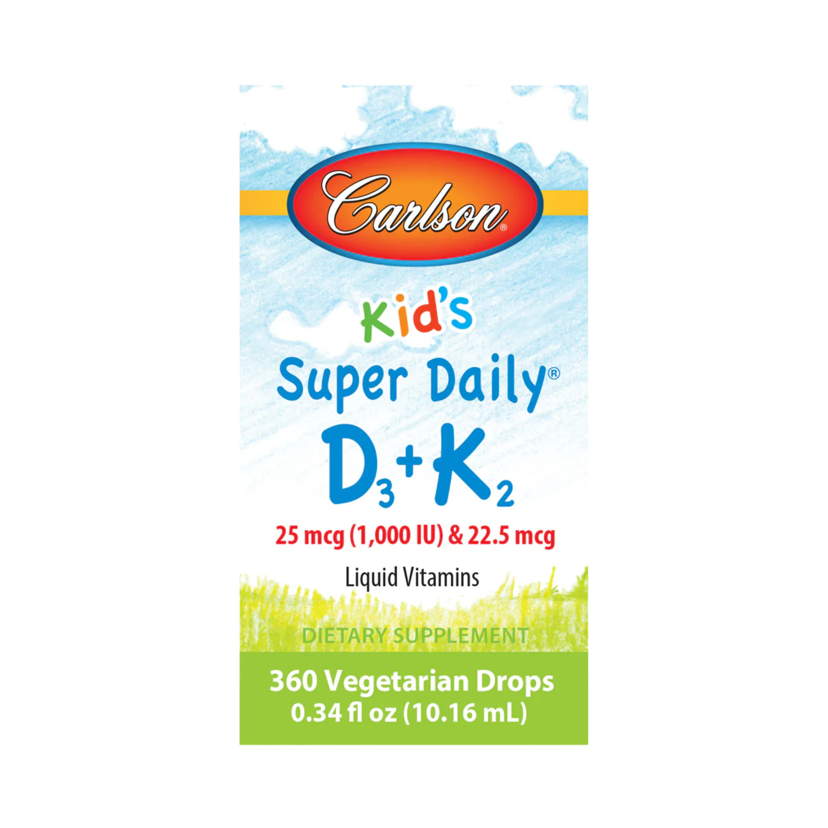 Carlson, Kid's Super Daily D3 + K2, 360 Drops