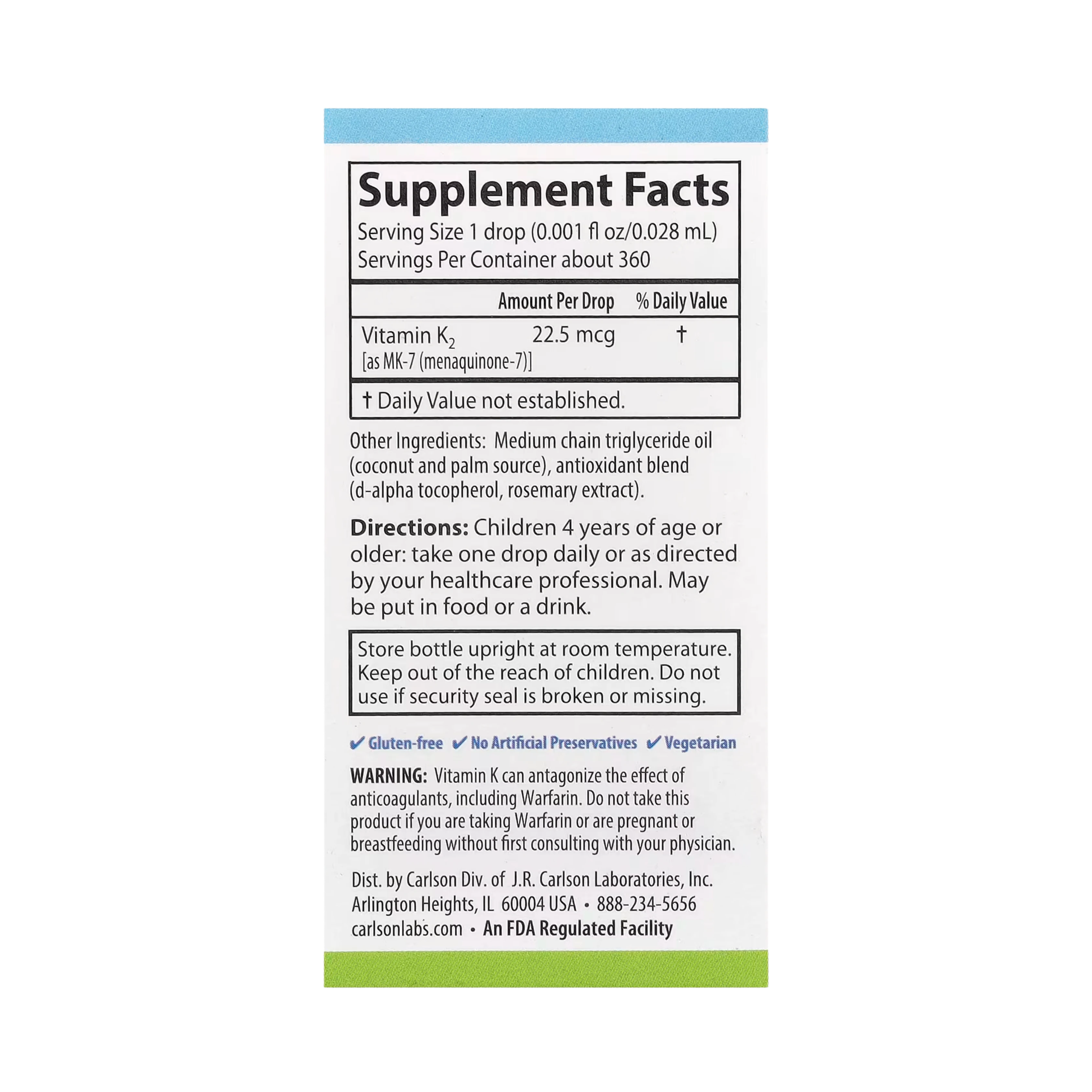Carlson, Kid's Super Daily K2, 22.5 Mcg, 0.34 Fl Oz (10.16 ml)