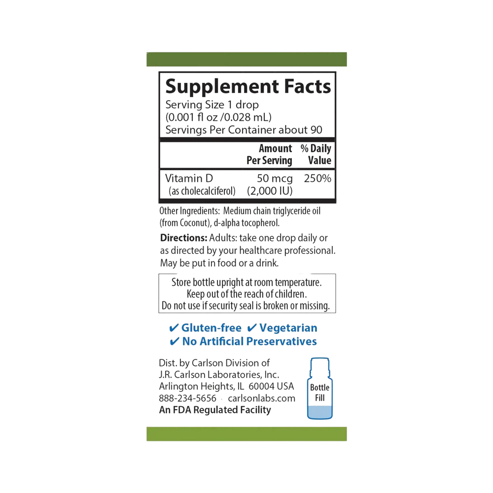 Carlson, Plant-Based Super Daily D3 2000 IU, 90 Drops