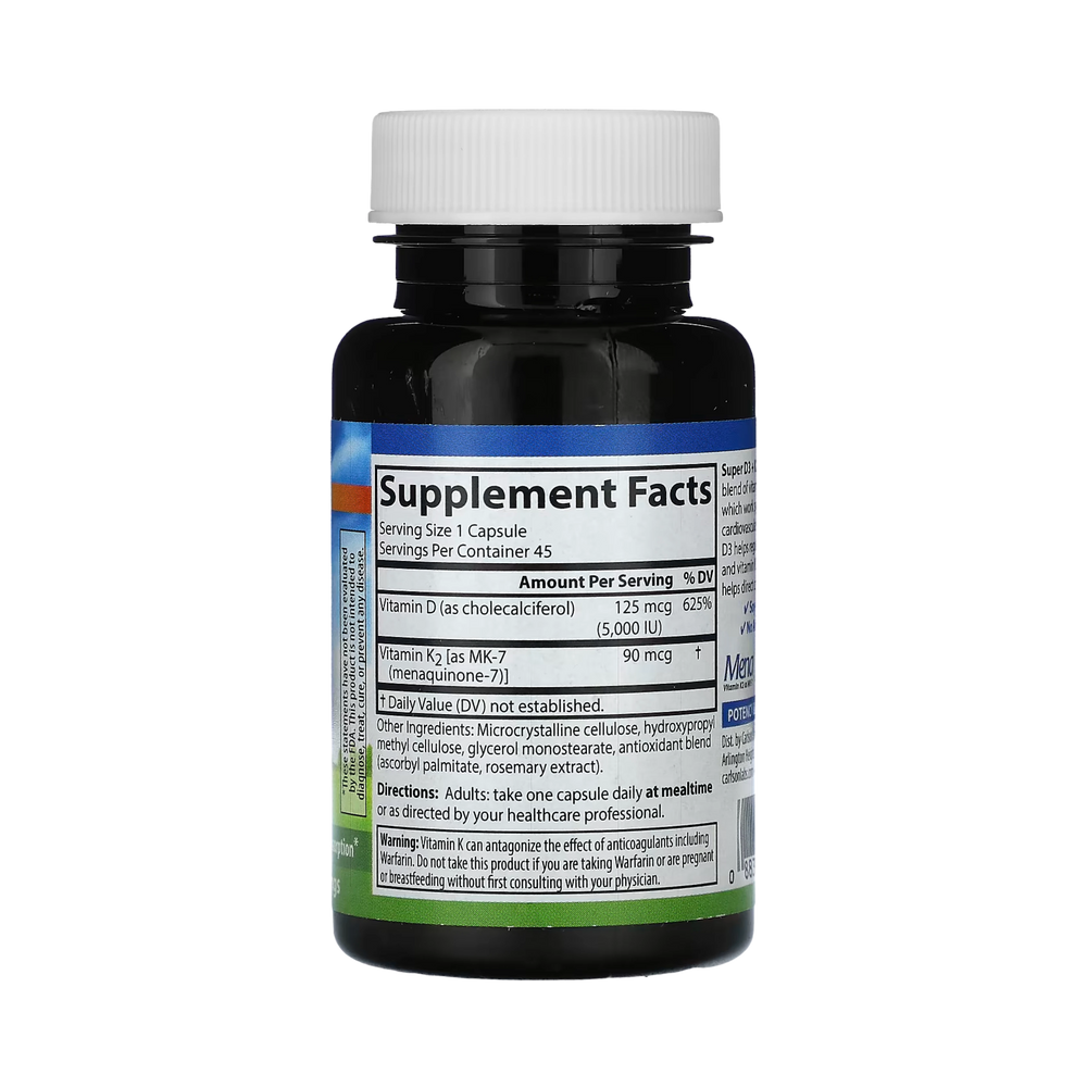 Carlson, Super D3 + K2, 45 Vegetarian Capsules