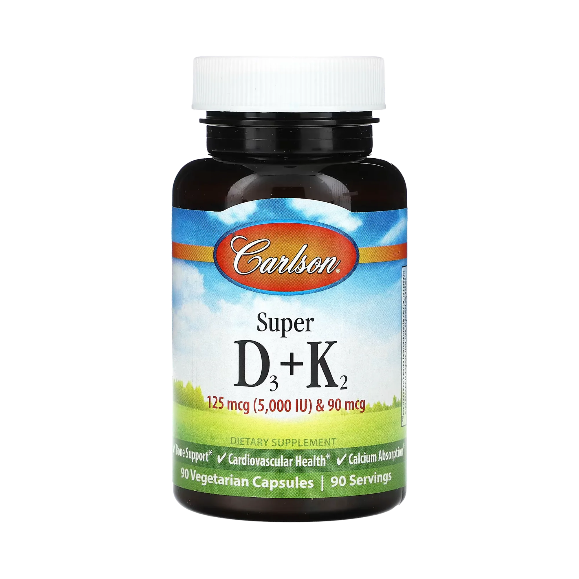 Carlson, Super D3 + K2, 90 Vegetarian Capsules