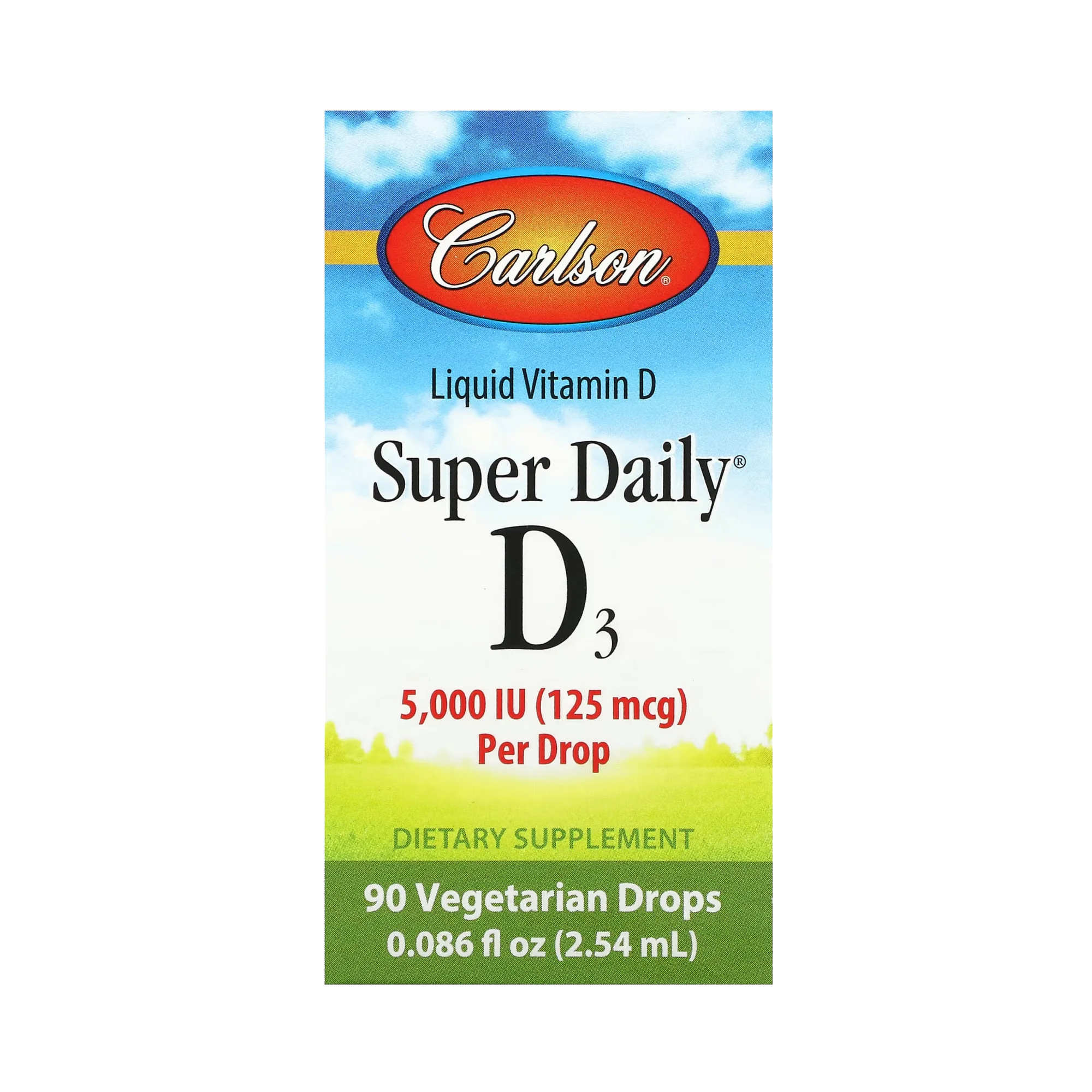 Carlson, Super Daily, D3, 125 Mcg (5,000 IU), 0.086 Fl Oz