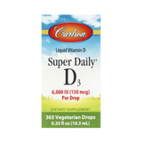 Carlson, Super Daily D3, 150 Mcg (6,000 IU), 0.35 Fl Oz