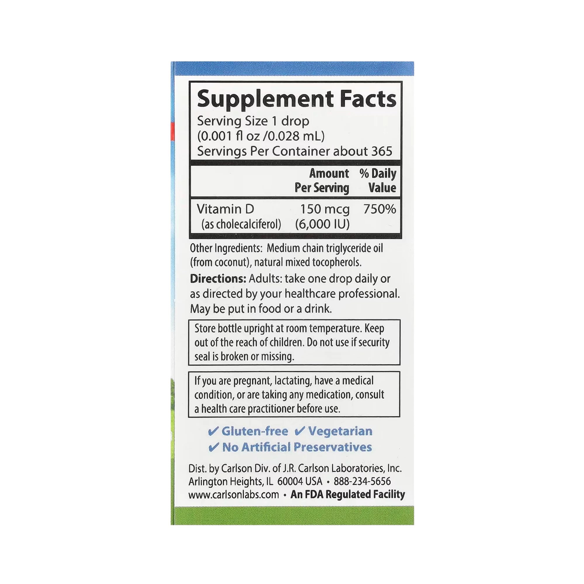 Carlson, Super Daily D3, 150 Mcg (6,000 IU), 0.35 Fl Oz