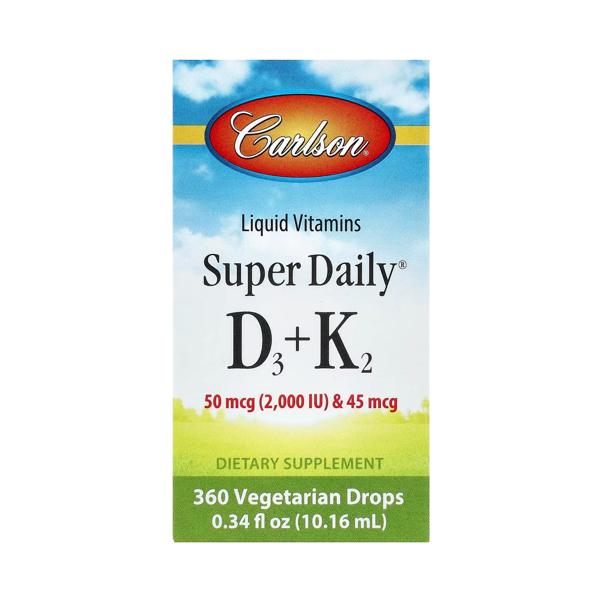 Carlson, Super Daily D3 + K2, 0.34 Fl Oz