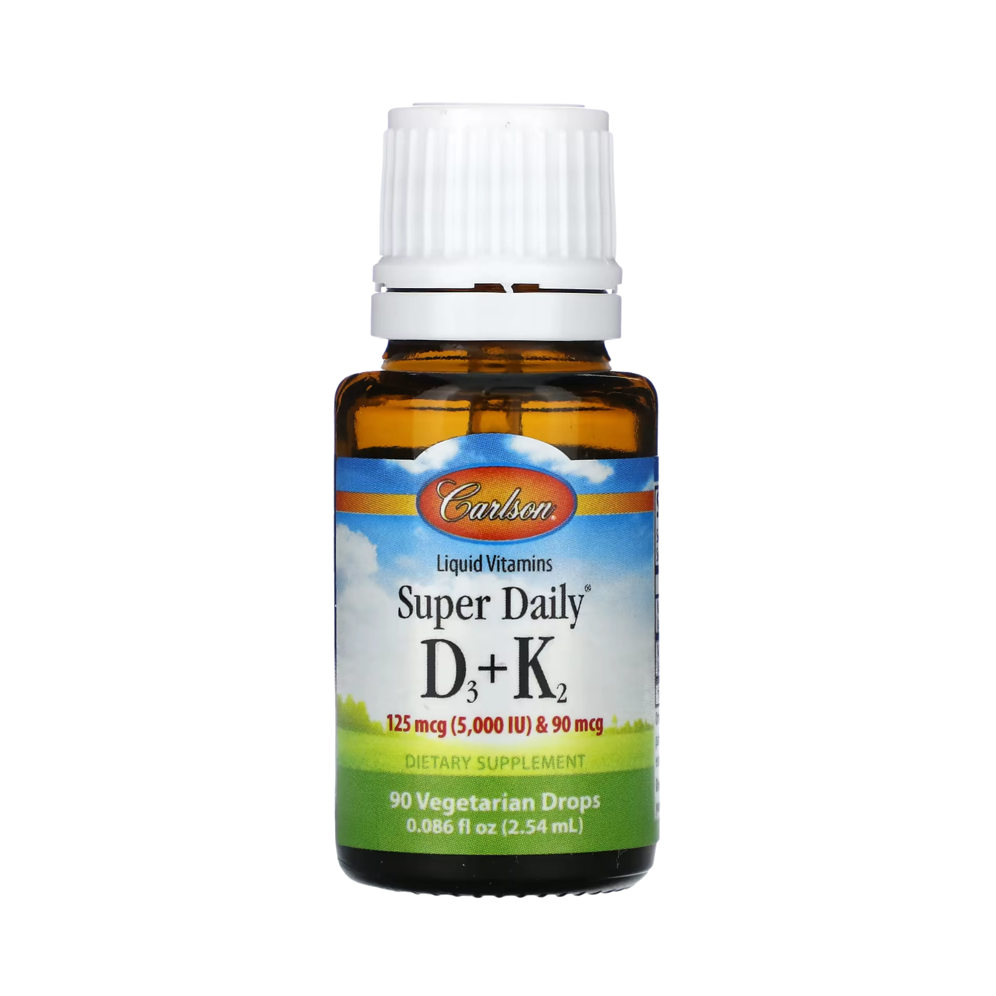 Carlson, Super Daily D3 + K2, 125 Mcg (5,000 IU) & 90 Mcg, 0.086 Fl Oz