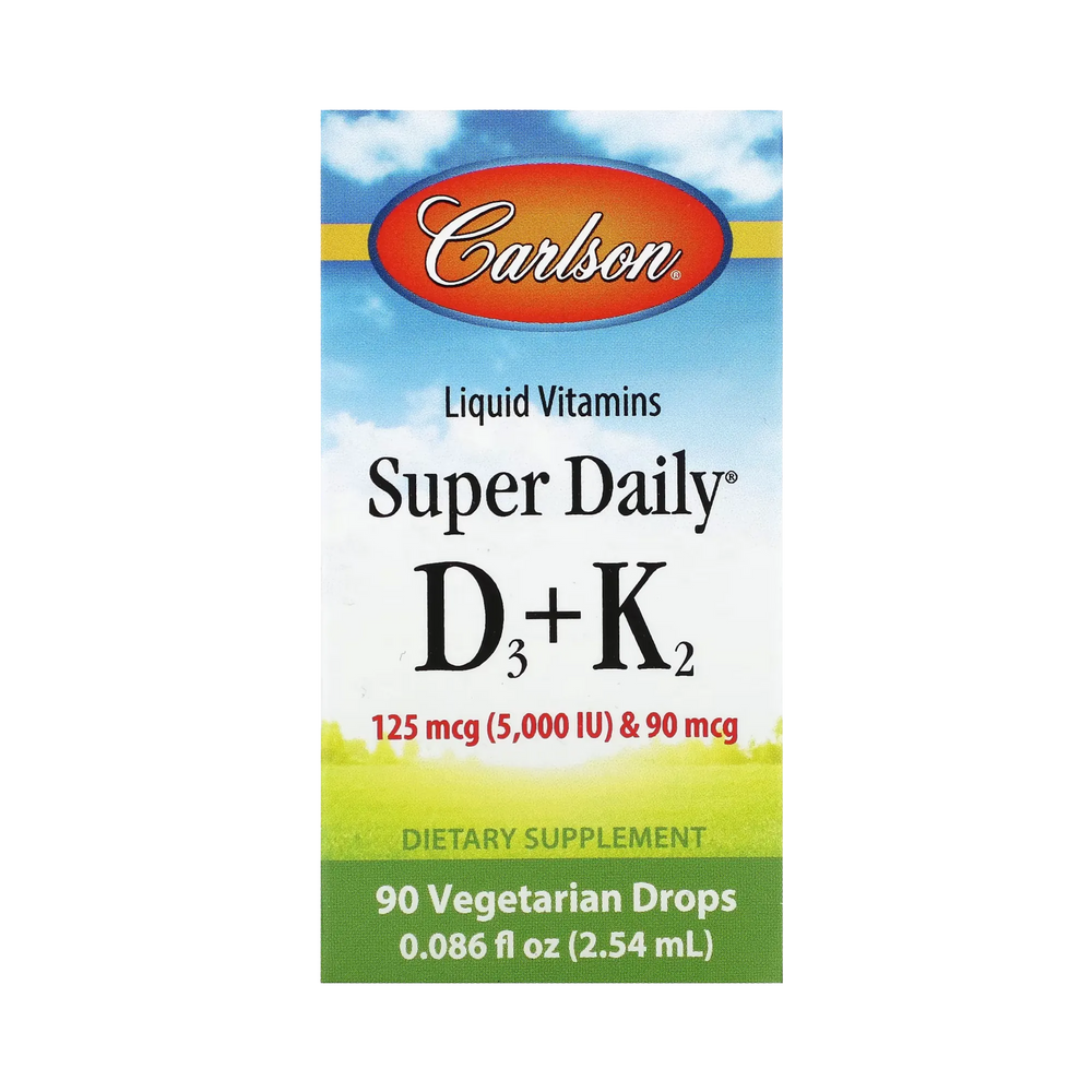 Carlson, Super Daily D3 + K2, 125 Mcg (5,000 IU) & 90 Mcg, 0.086 Fl Oz