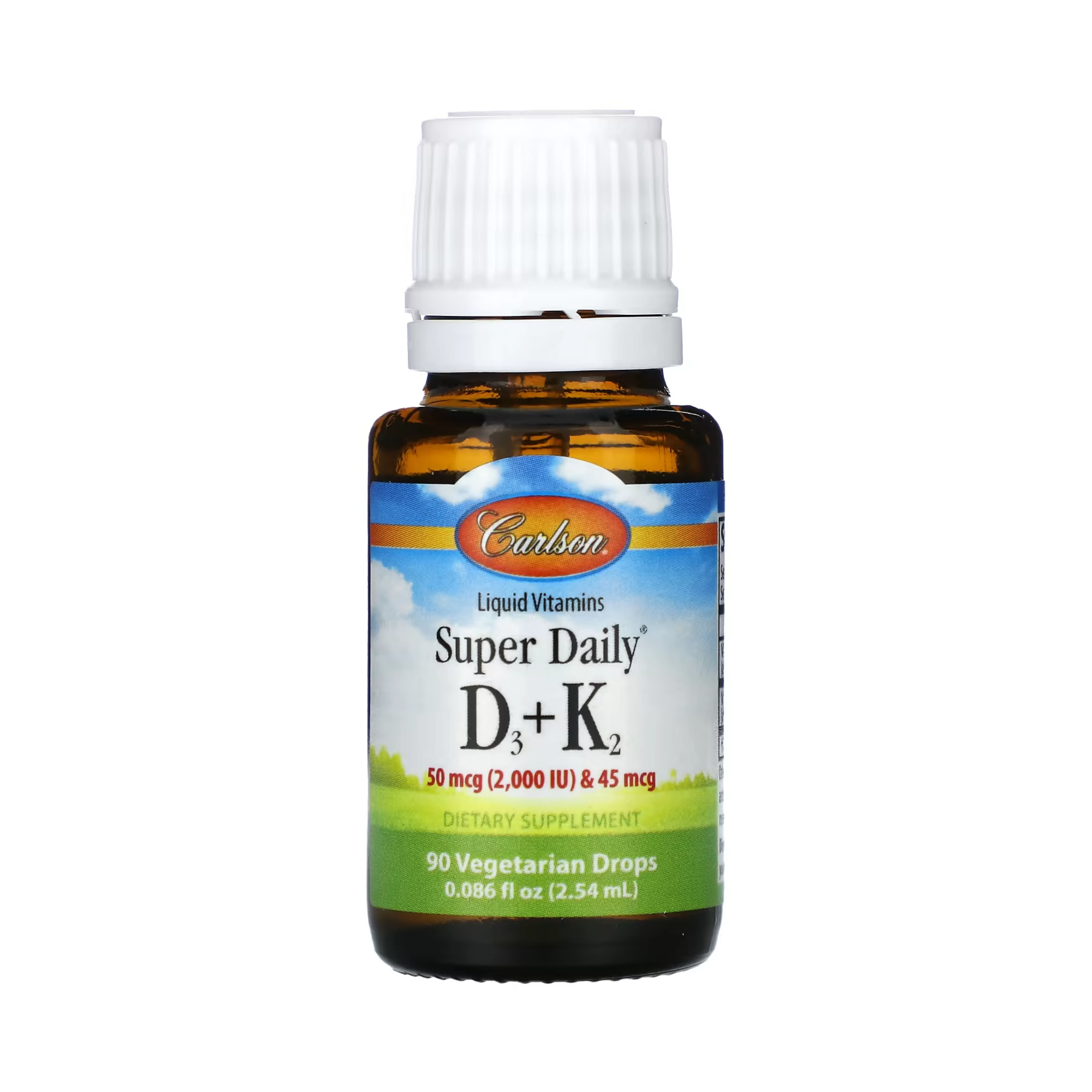 Carlson, Super Daily D3 + K2, 50 mcg (2,000 IU) & 45 Mcg, 0.086 Fl Oz