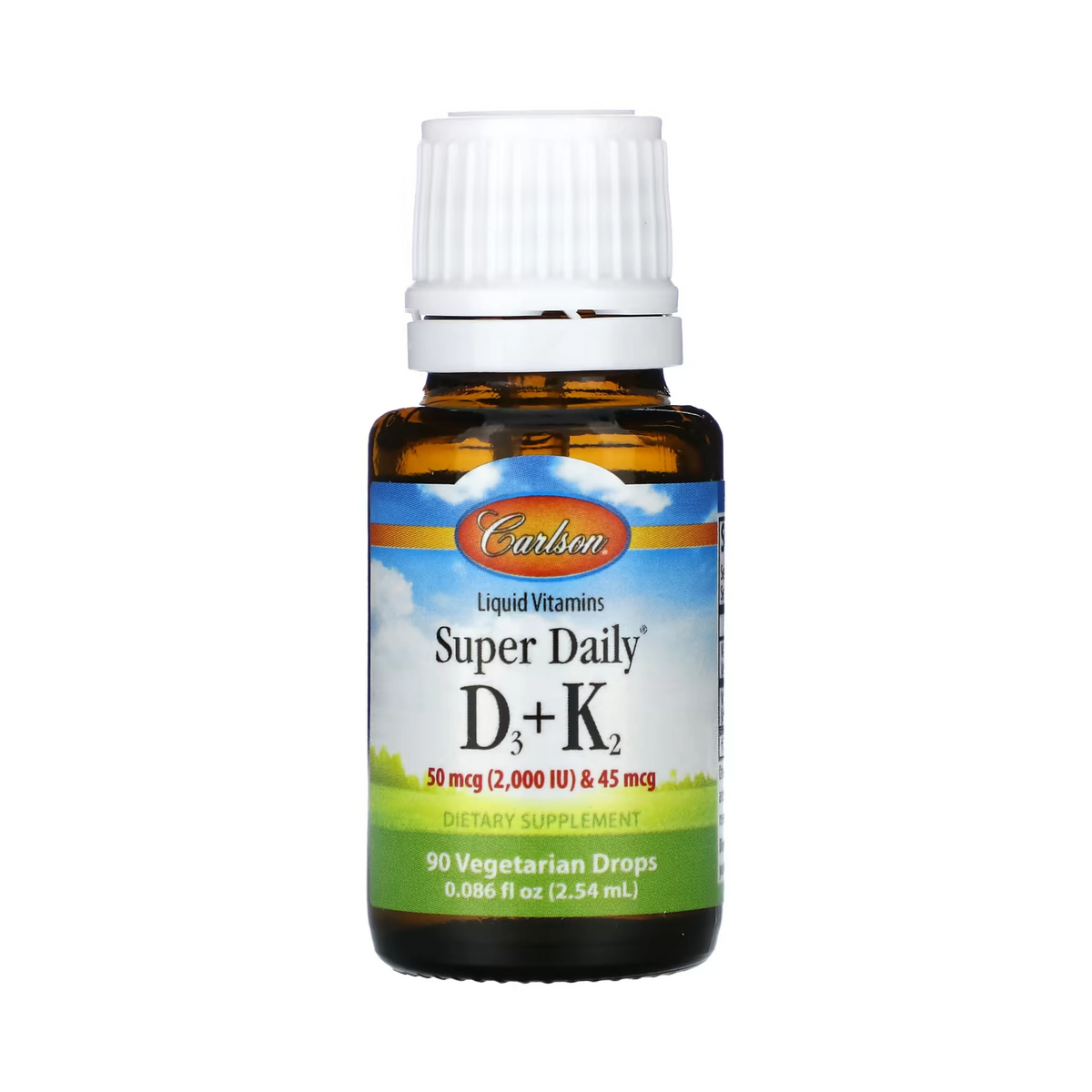 Carlson, Super Daily D3 + K2, 50 mcg (2,000 IU) & 45 Mcg, 0.086 Fl Oz