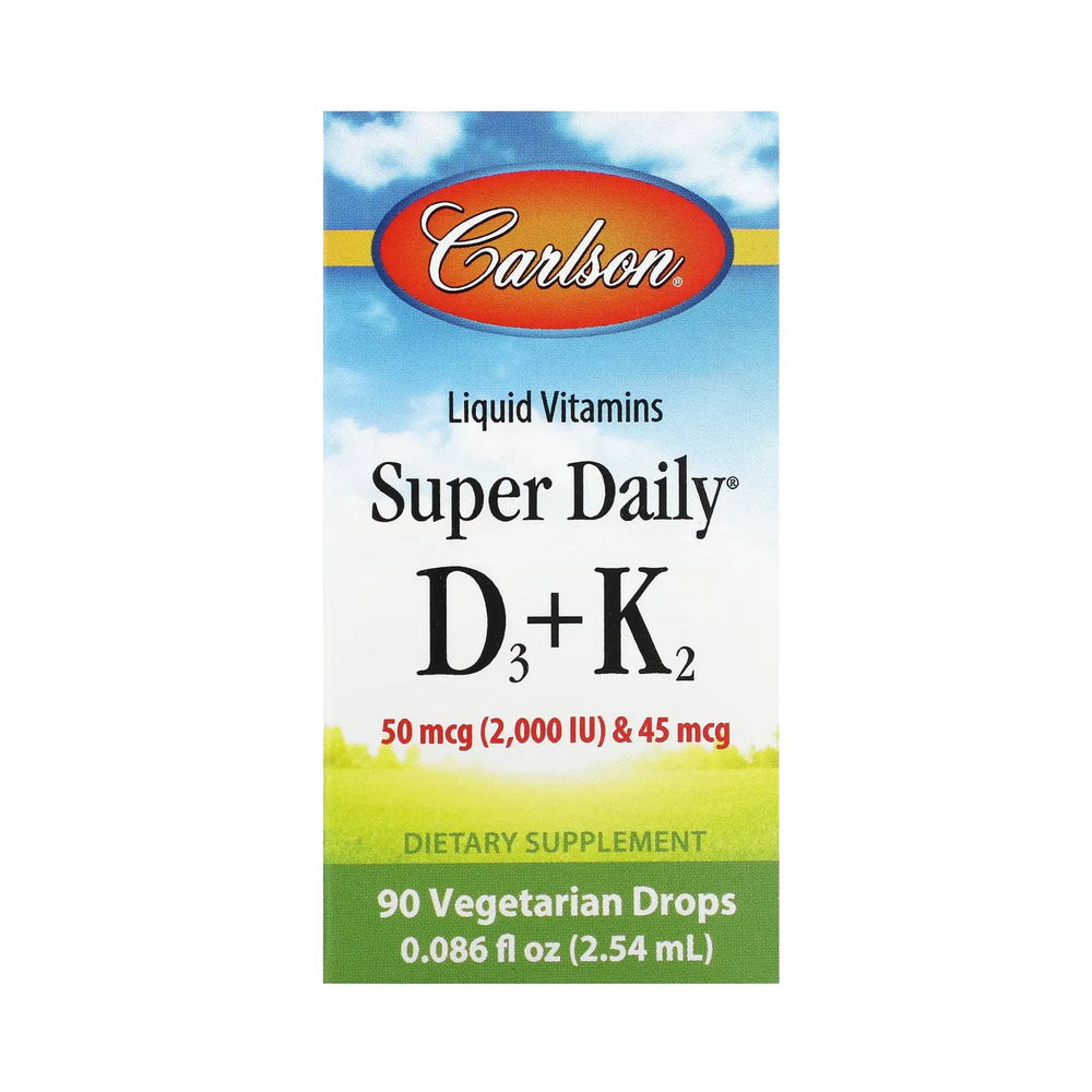 Carlson, Super Daily D3 + K2, 50 mcg (2,000 IU) & 45 Mcg, 0.086 Fl Oz