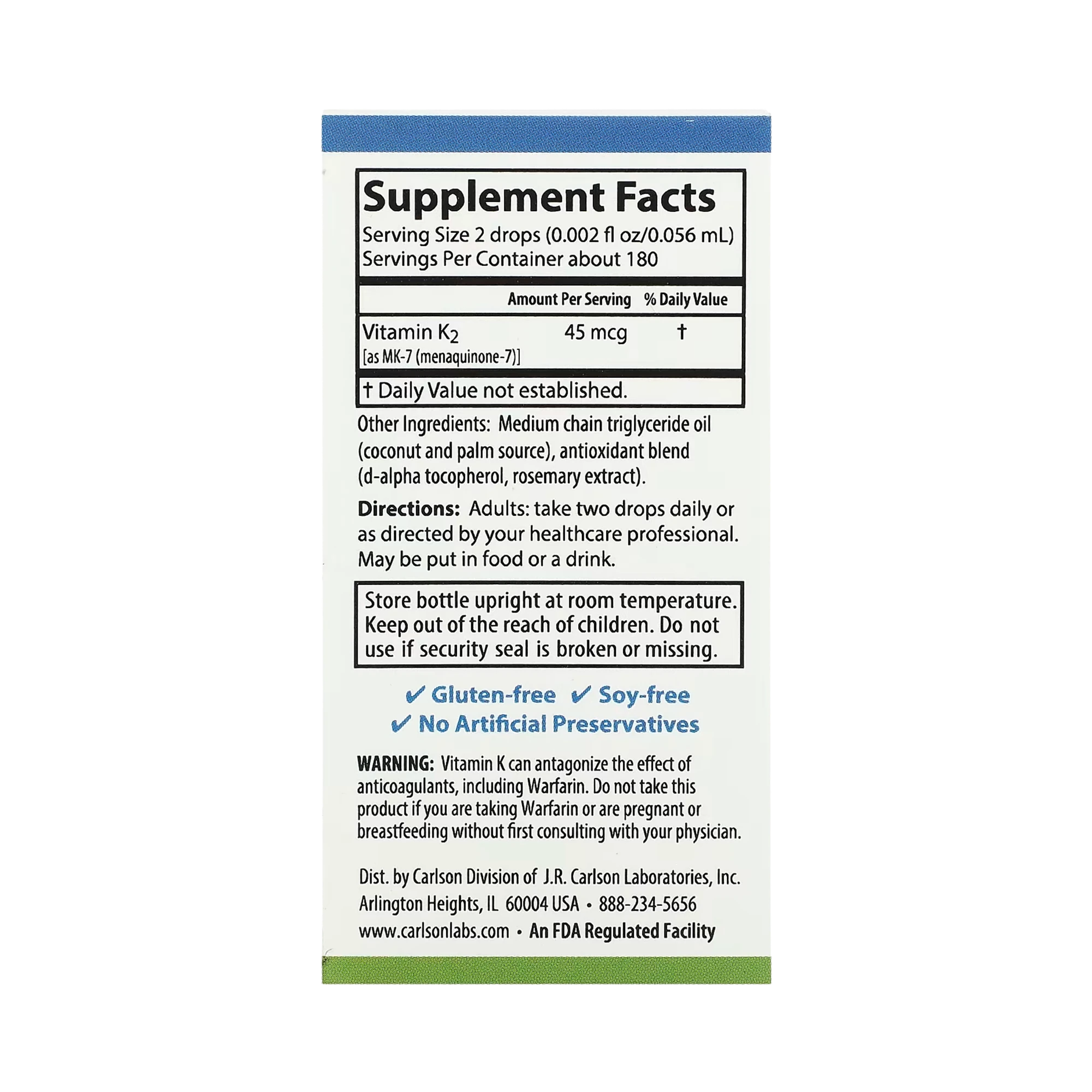 Carlson, Super Daily K2, 45 Mcg, 0.34 Fl Oz