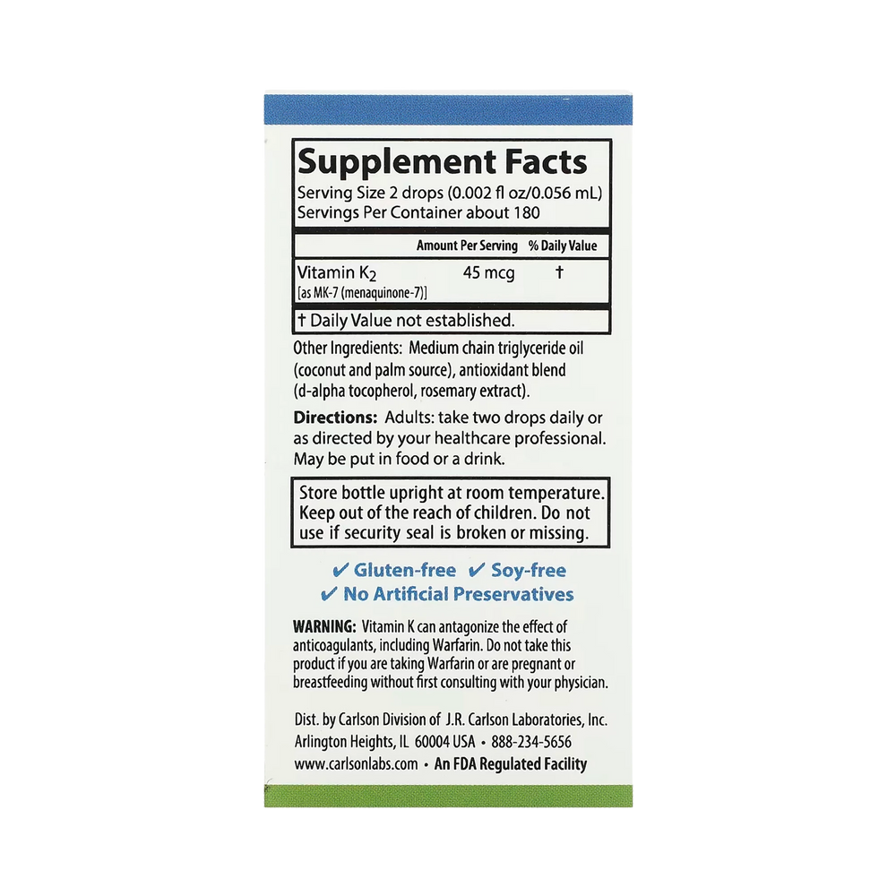 Carlson, Super Daily K2, 45 Mcg, 0.34 Fl Oz