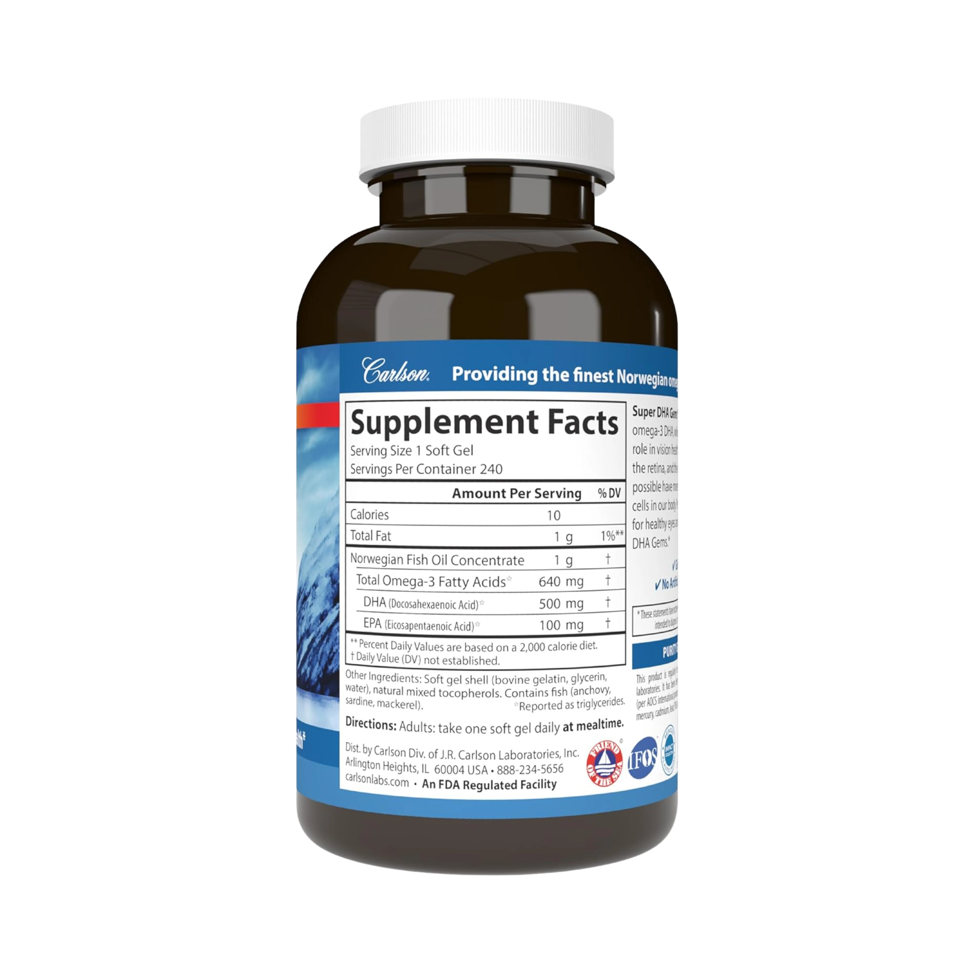 Carlson, Super DHA Gems, 240 Softgels
