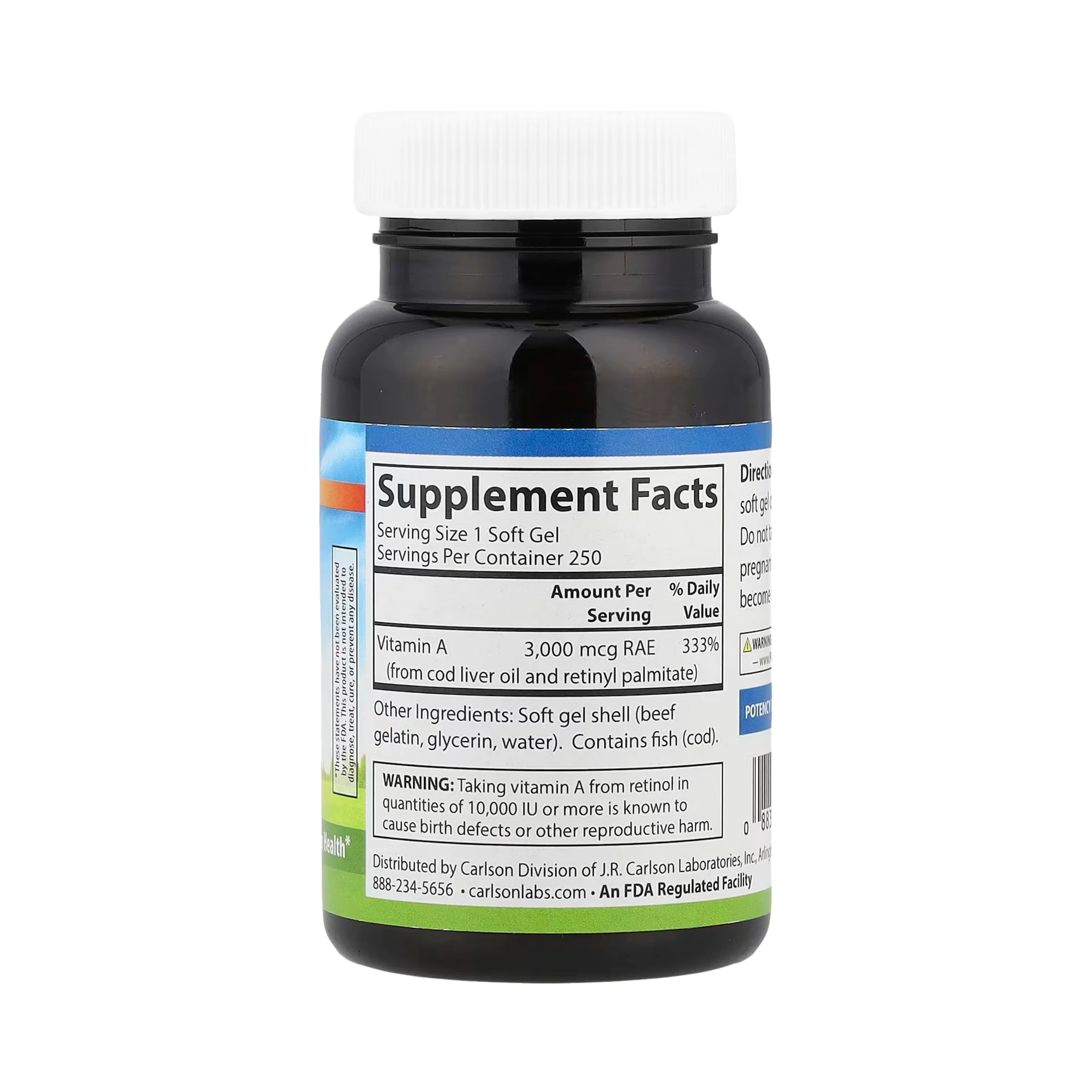 Carlson, Vitamin A, 3,000 Mcg RAE (10,000 IU), 250 Soft Gels