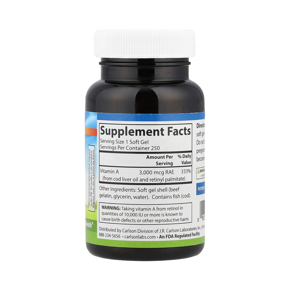 Carlson, Vitamin A, 3,000 Mcg RAE (10,000 IU), 250 Soft Gels