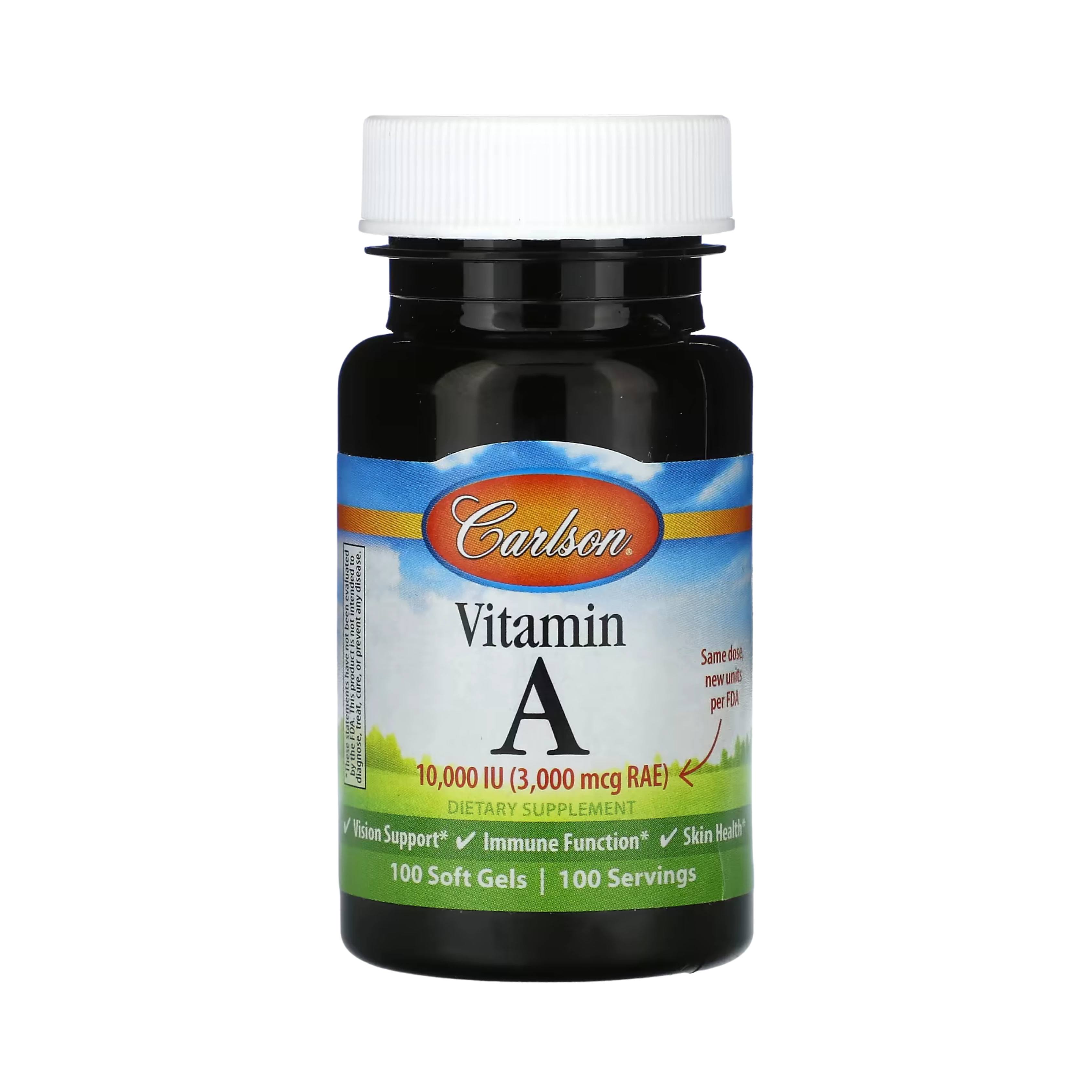 Carlson, Vitamin A, 3000 Mcg RAE (10,000 IU), 100 Soft Gels