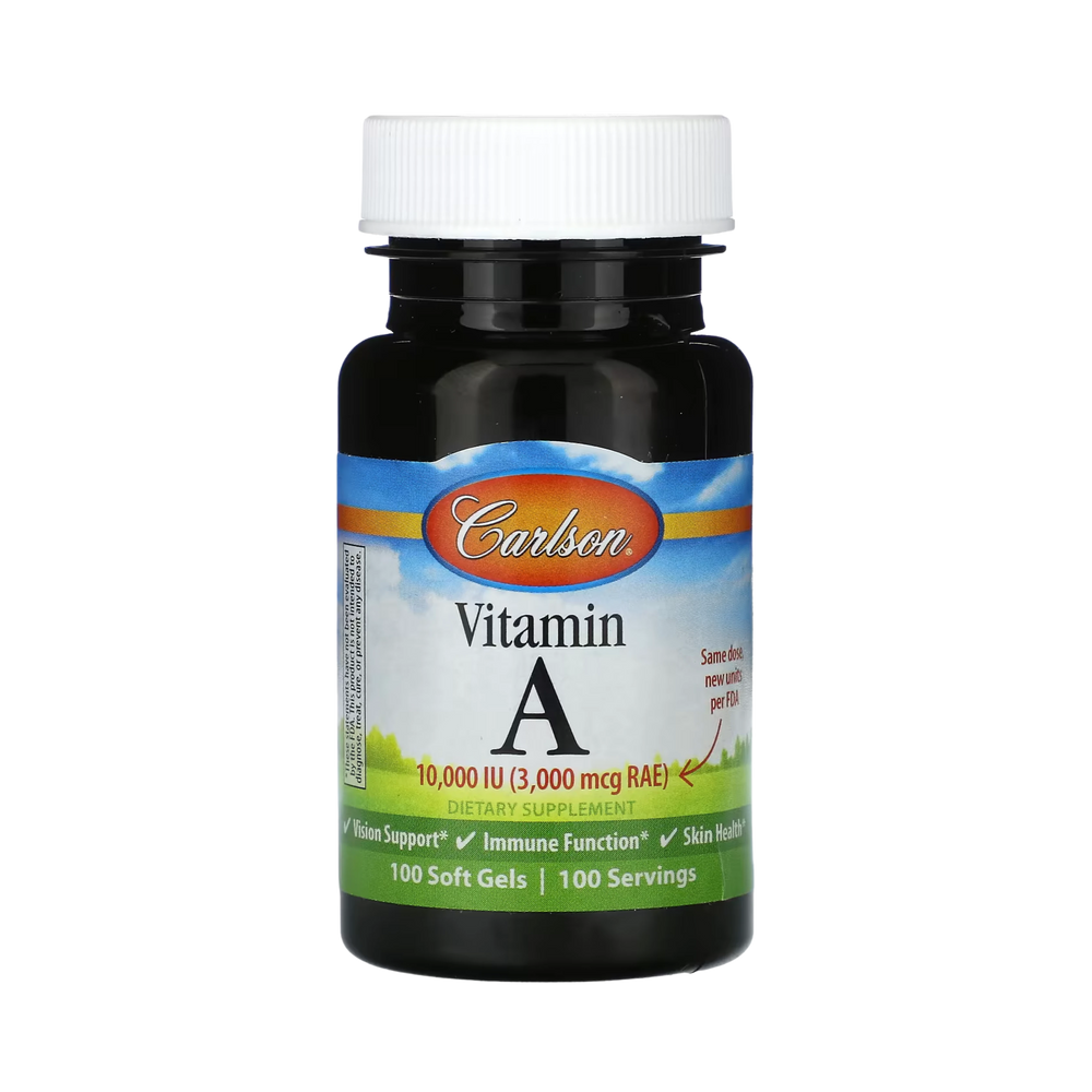 Carlson, Vitamin A, 3000 Mcg RAE (10,000 IU), 100 Soft Gels